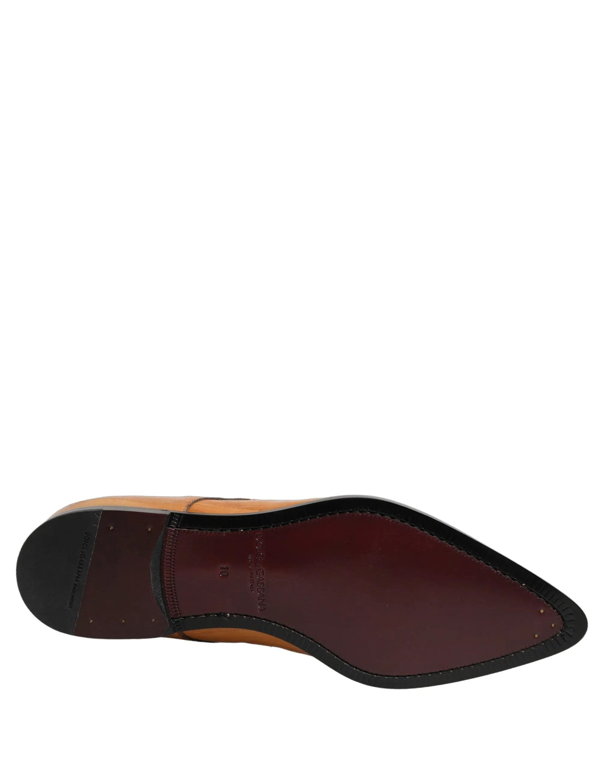 Chaussures Richelieu en cuir marron à lacets pour hommes Dolce & Gabbana