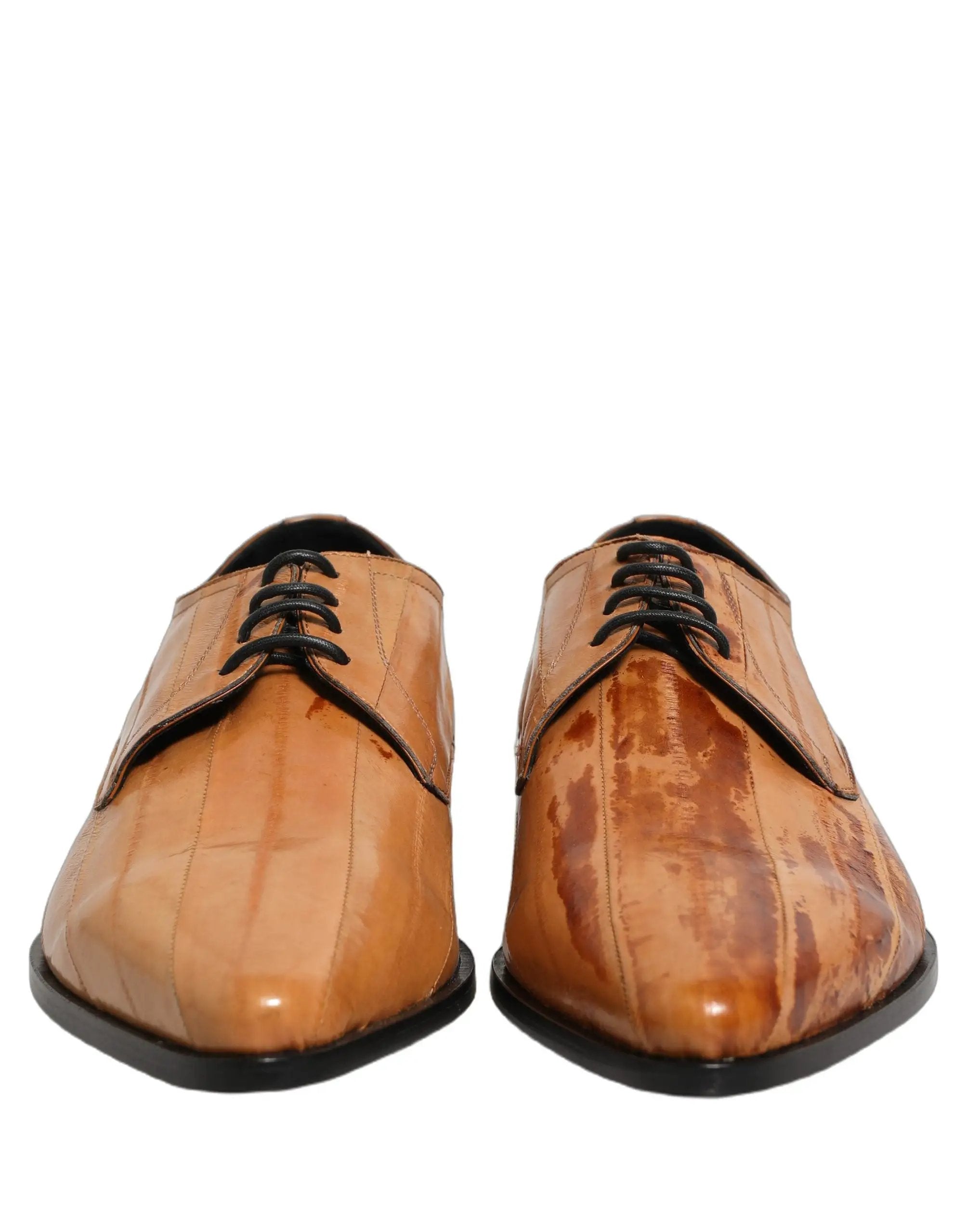 Chaussures Richelieu en cuir marron à lacets pour hommes Dolce & Gabbana