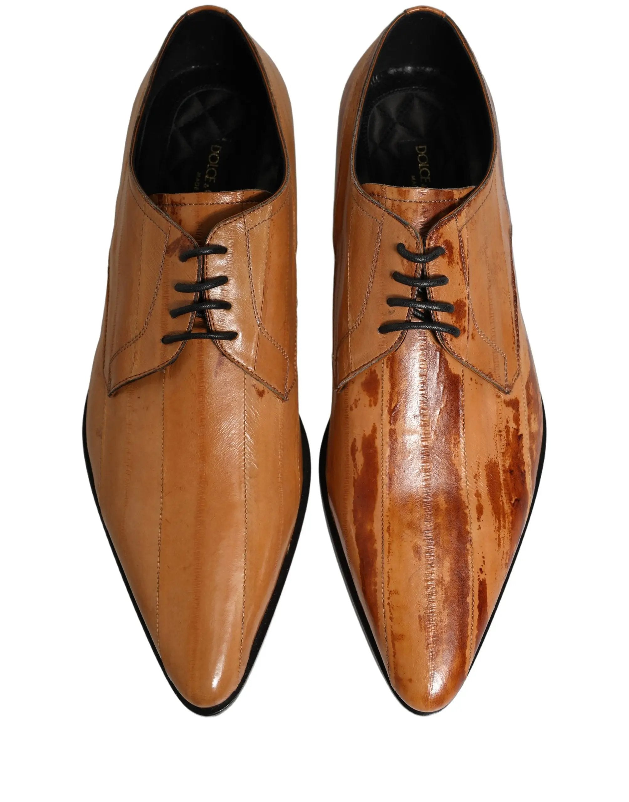Chaussures Richelieu en cuir marron à lacets pour hommes Dolce & Gabbana