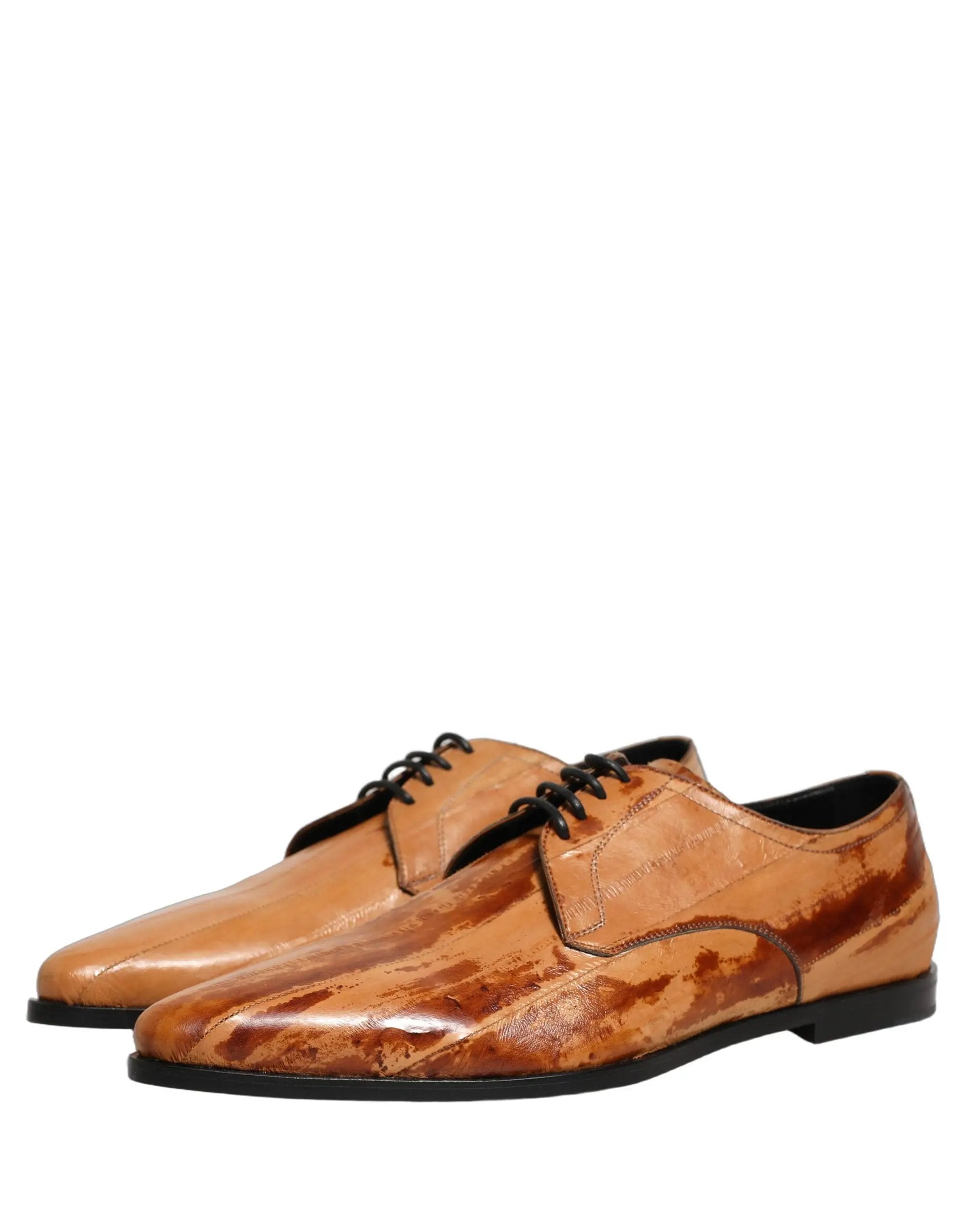 Chaussures Richelieu en cuir marron à lacets pour hommes Dolce & Gabbana
