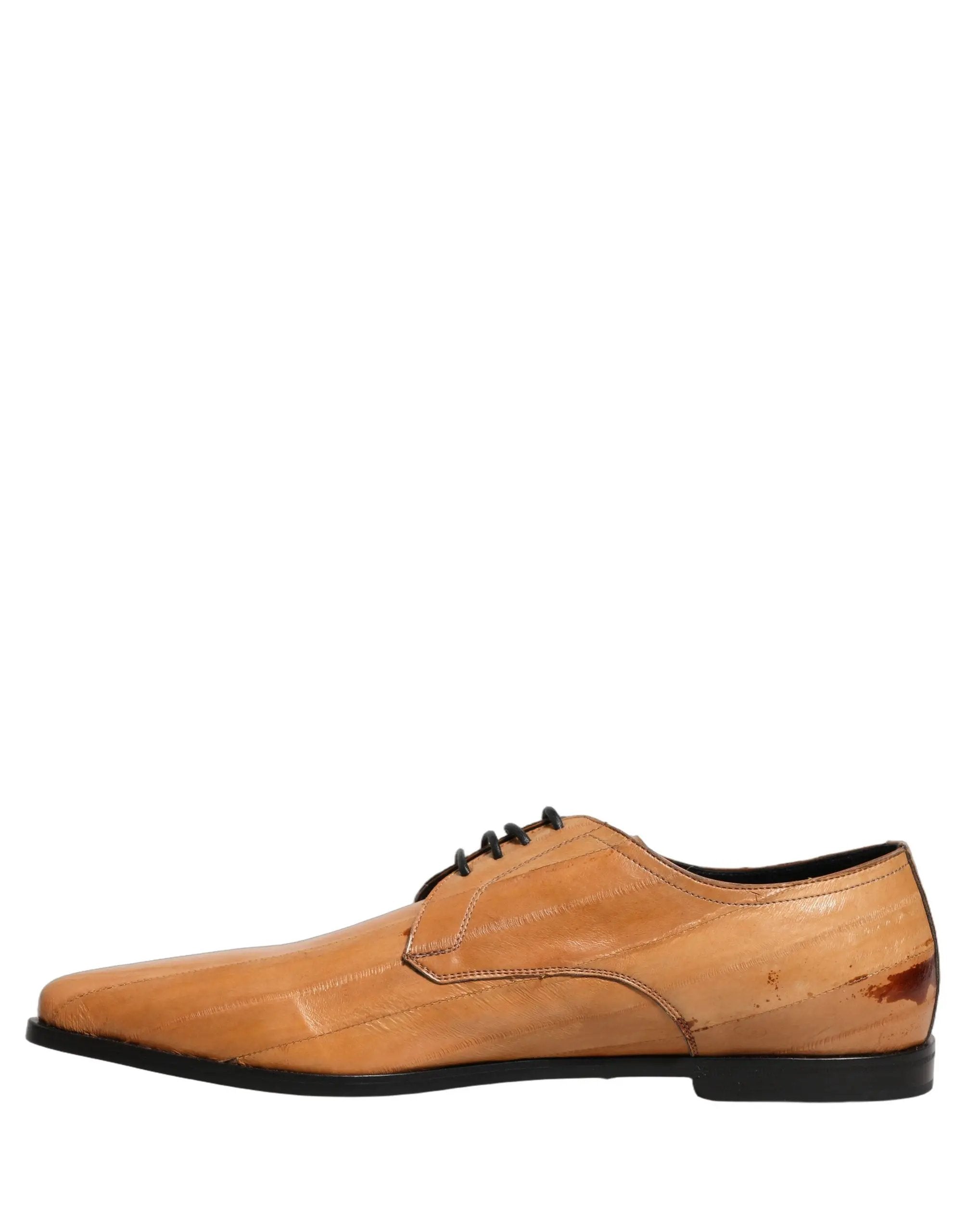 Chaussures Richelieu en cuir marron à lacets pour hommes Dolce & Gabbana
