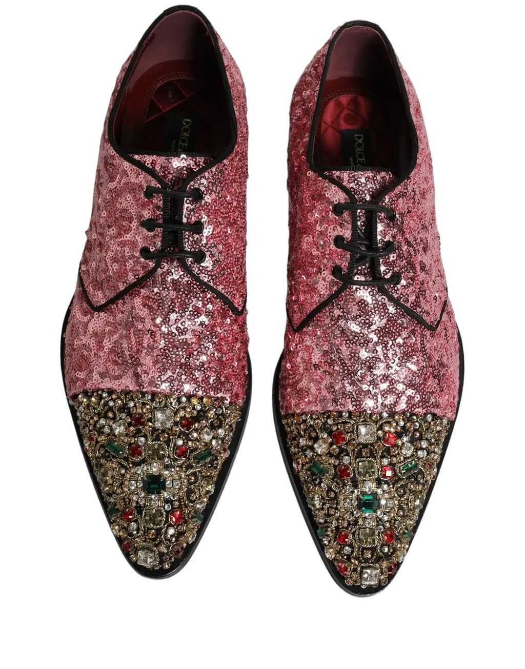 Chaussures habillées derby homme Dolce & Gabbana ornées de sequins roses
