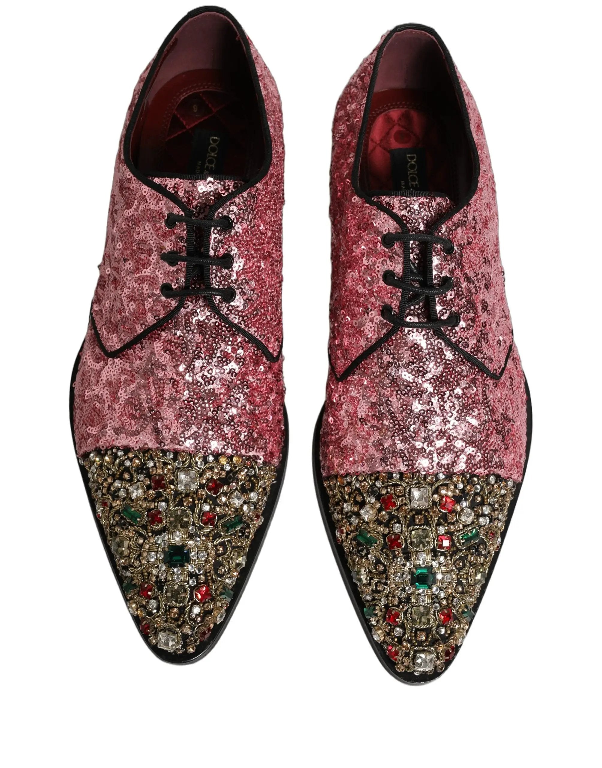 Chaussures habillées derby homme Dolce & Gabbana ornées de sequins roses