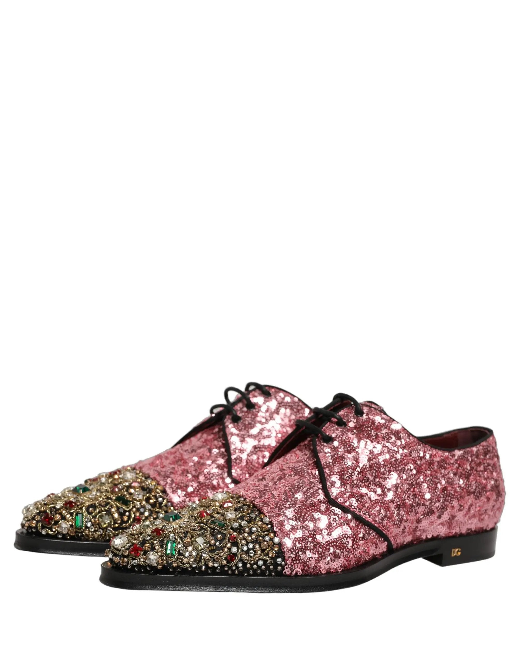 Chaussures habillées derby homme Dolce & Gabbana ornées de sequins roses