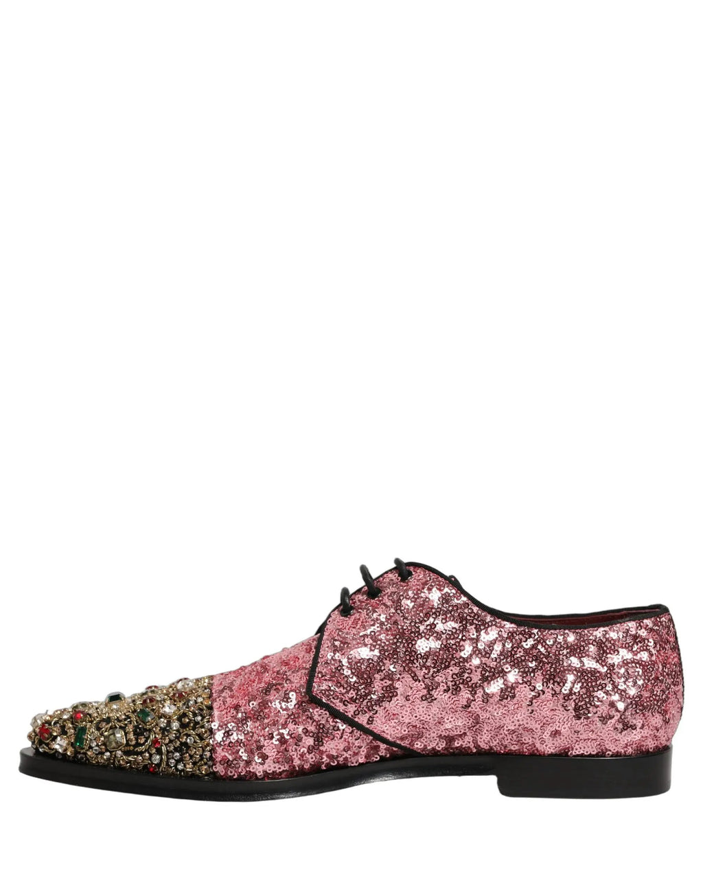 Chaussures habillées derby homme Dolce & Gabbana ornées de sequins roses