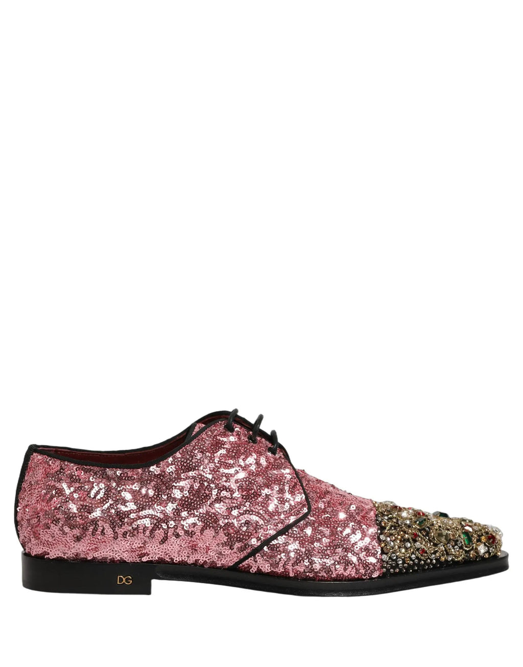 Chaussures habillées derby homme Dolce & Gabbana ornées de sequins roses