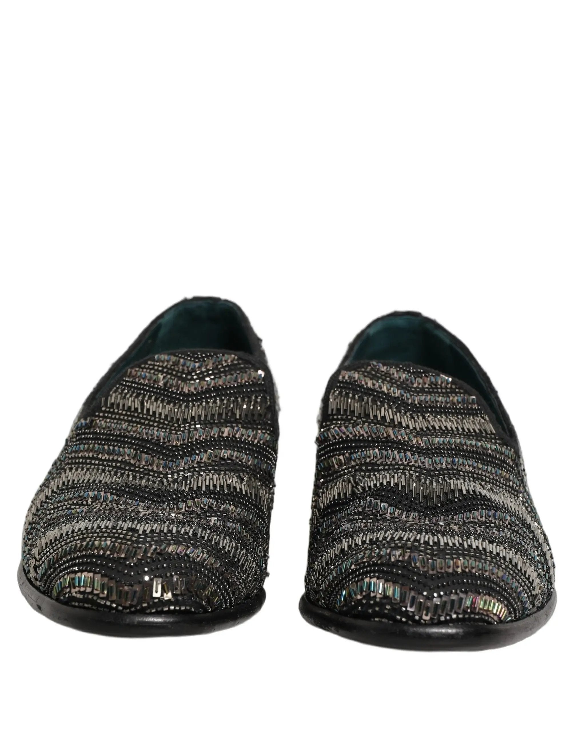 Chaussures mocassins à enfiler Dolce & Gabbana ornées d'argent noir