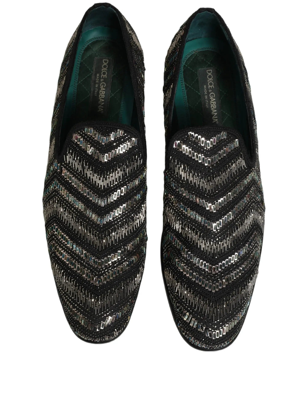 Chaussures mocassins à enfiler Dolce & Gabbana ornées d'argent noir