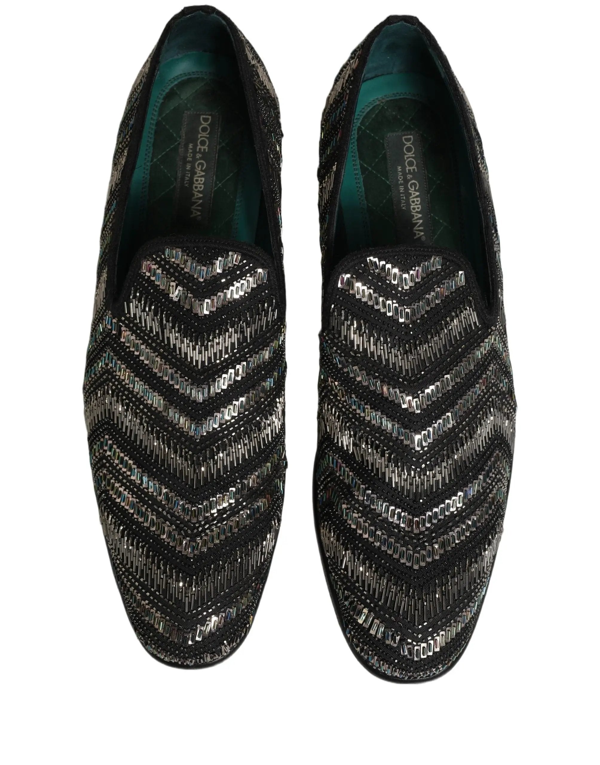 Chaussures mocassins à enfiler Dolce & Gabbana ornées d'argent noir