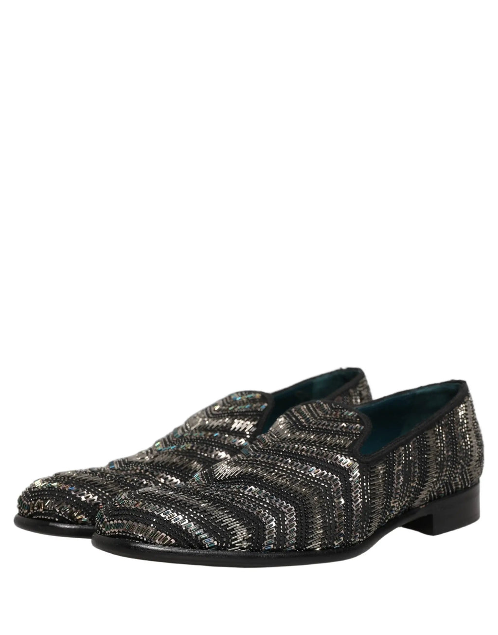 Chaussures mocassins à enfiler Dolce & Gabbana ornées d'argent noir
