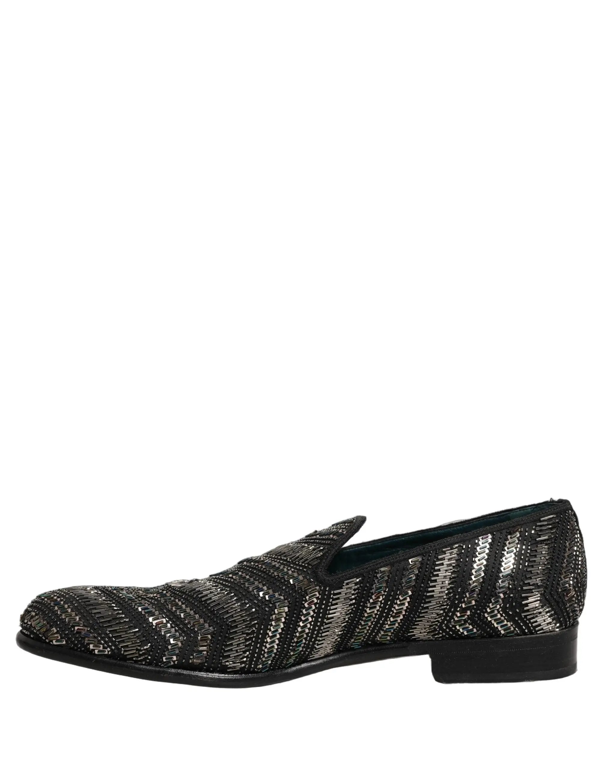 Chaussures mocassins à enfiler Dolce & Gabbana ornées d'argent noir