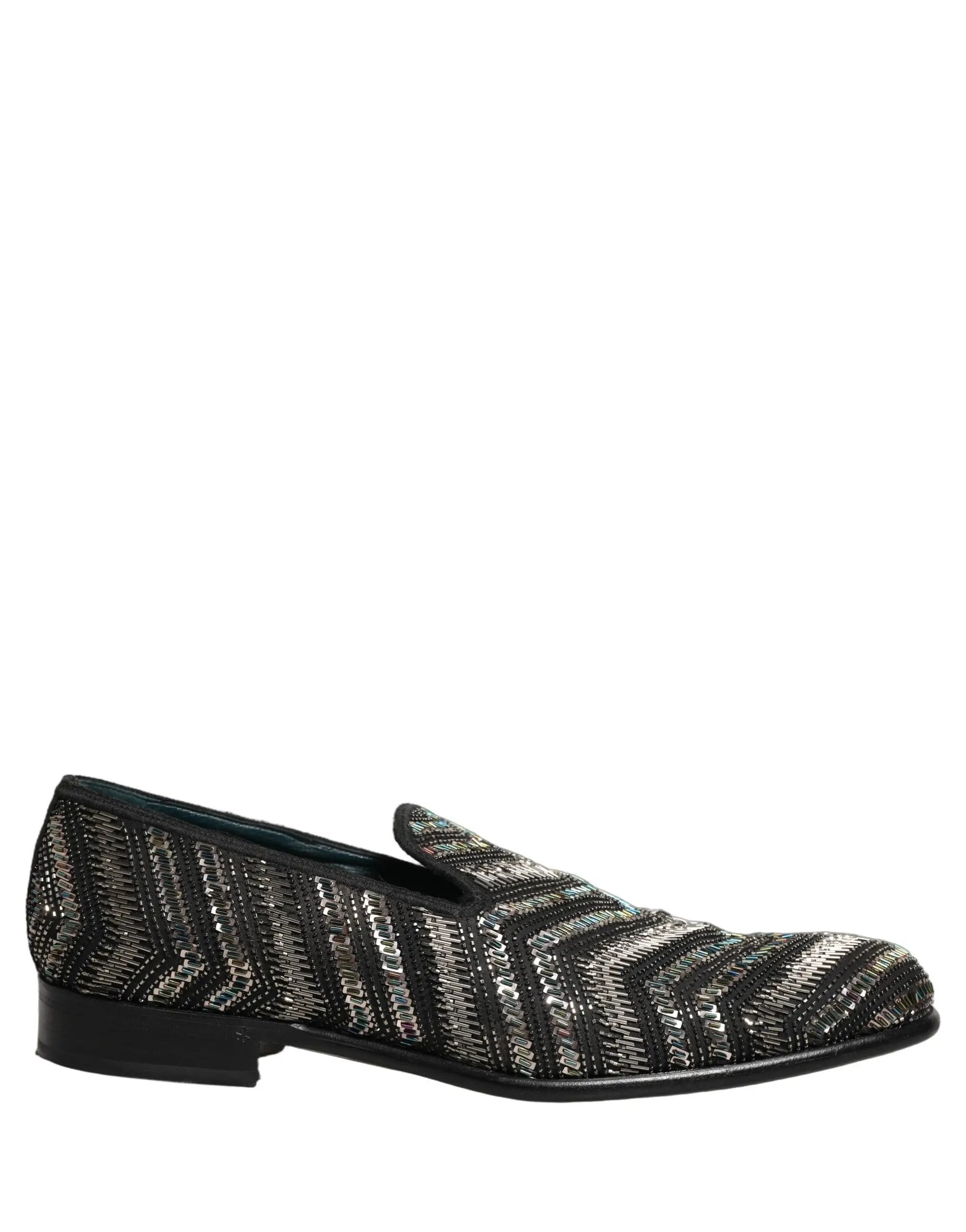 Chaussures mocassins à enfiler Dolce & Gabbana ornées d'argent noir