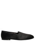 Dolce & Gabbana Black Satin Logo Slip On Flats Loafers Shoes