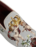 Chaussures mocassins Dolce & Gabbana gris brodés Couronne Rose Ange