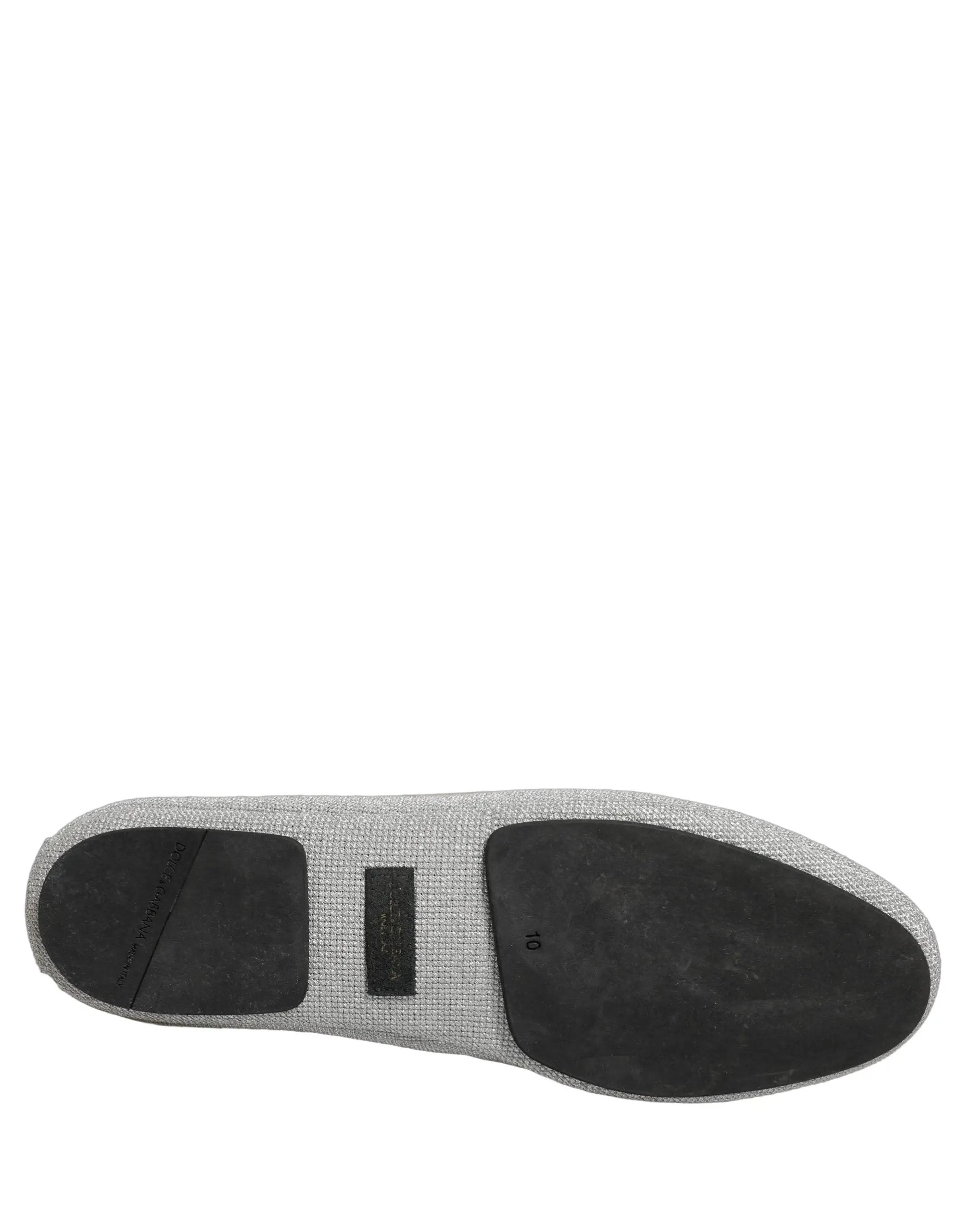 Chaussures mocassins Dolce & Gabbana gris brodés Couronne Rose Ange
