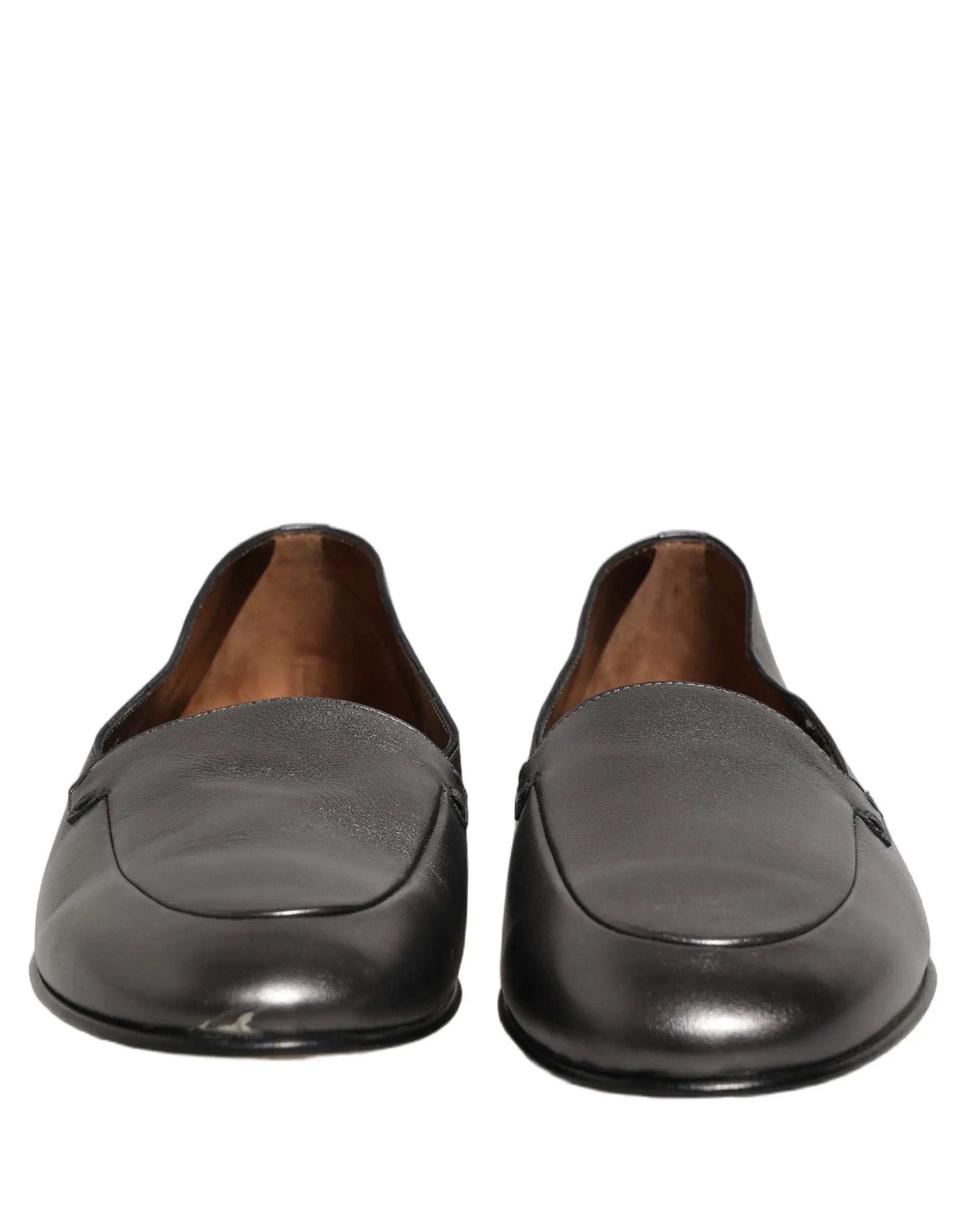 Dolce & Gabbana Silver Leather DG Logo Slip On Loafers Shoes