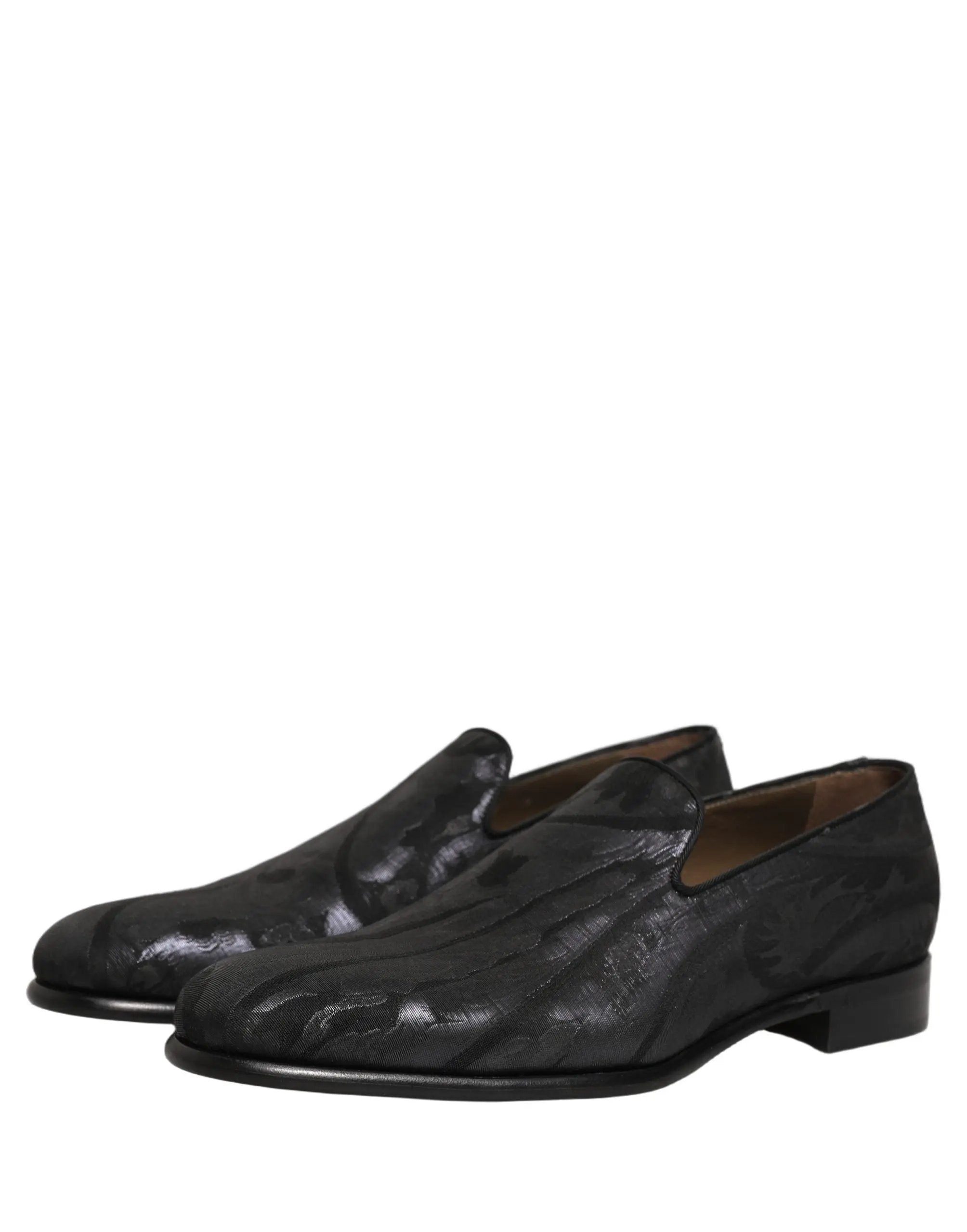 Mocassins de ville en brocart noir Dolce & Gabbana pour homme