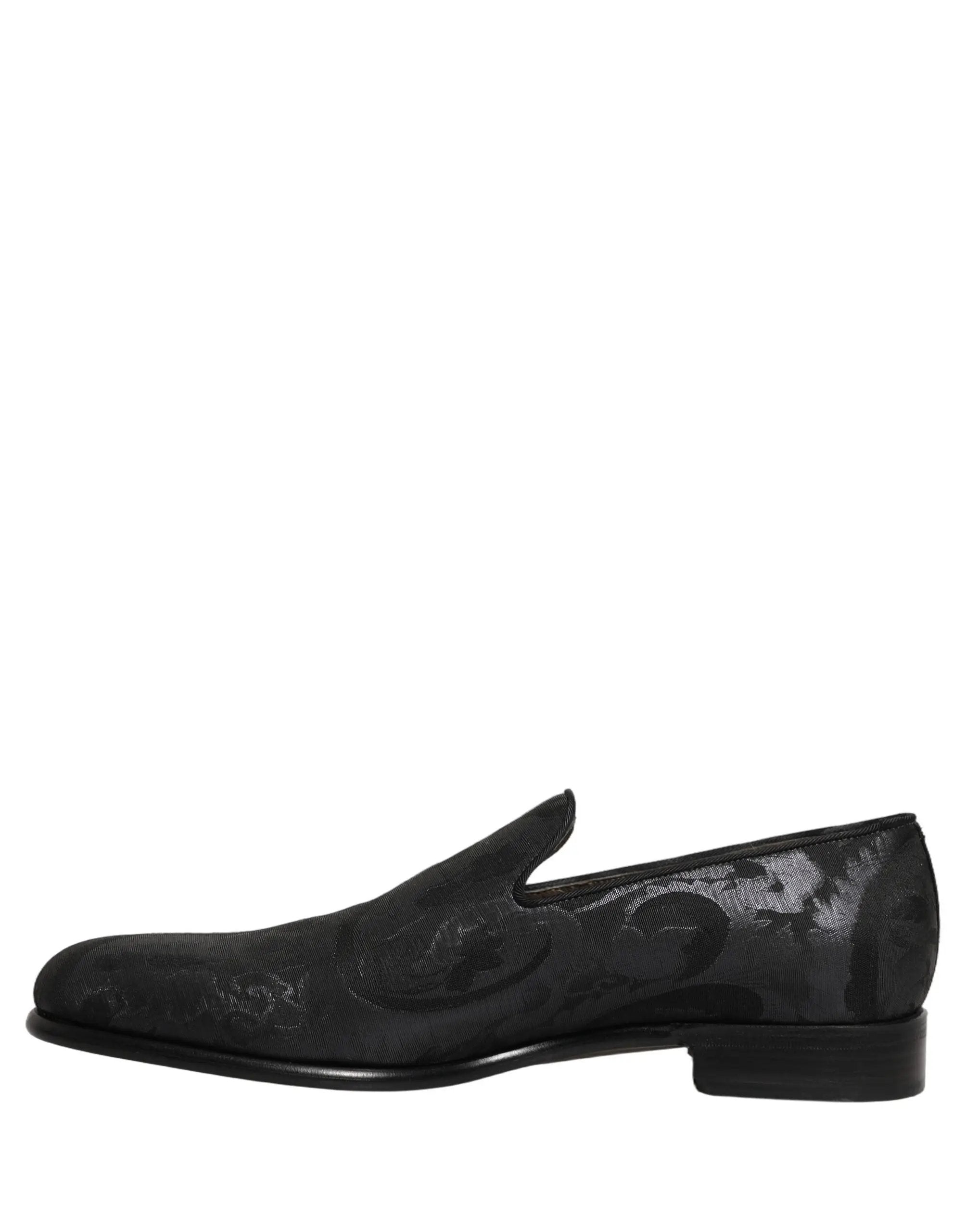 Mocassins de ville en brocart noir Dolce & Gabbana pour homme