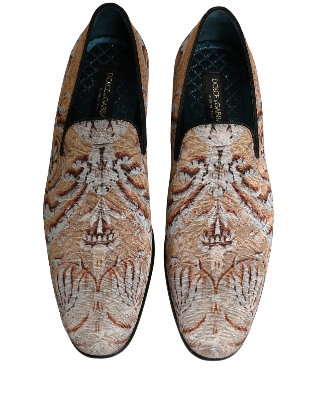Chaussures de ville mocassins Dolce & Gabbana en brocart beige pour homme
