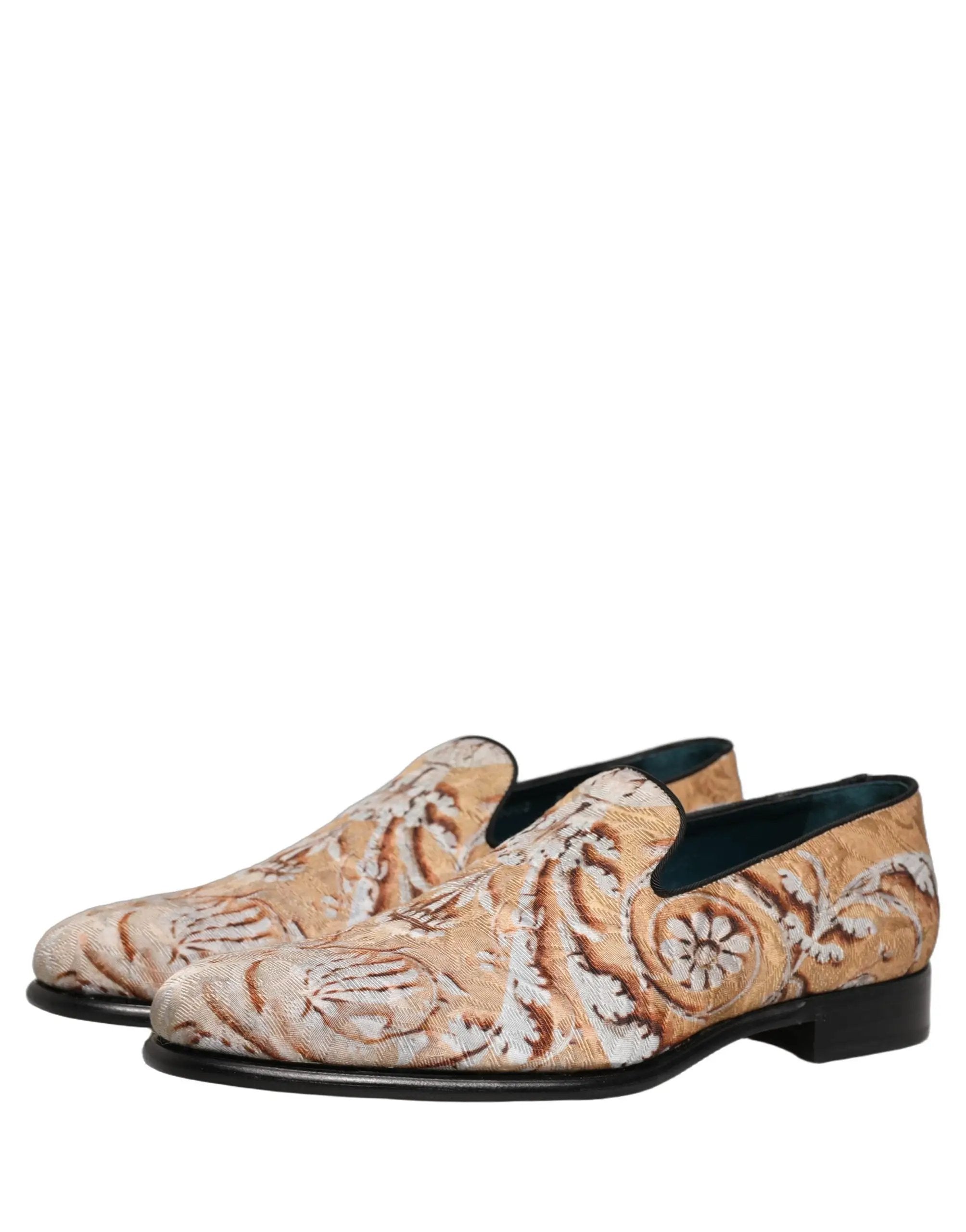 Chaussures de ville mocassins Dolce & Gabbana en brocart beige pour homme