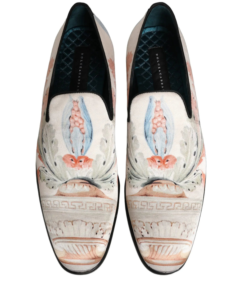 Chaussures Loafers Dolce & Gabbana Blanc Floral Vase Robe à Enfiler