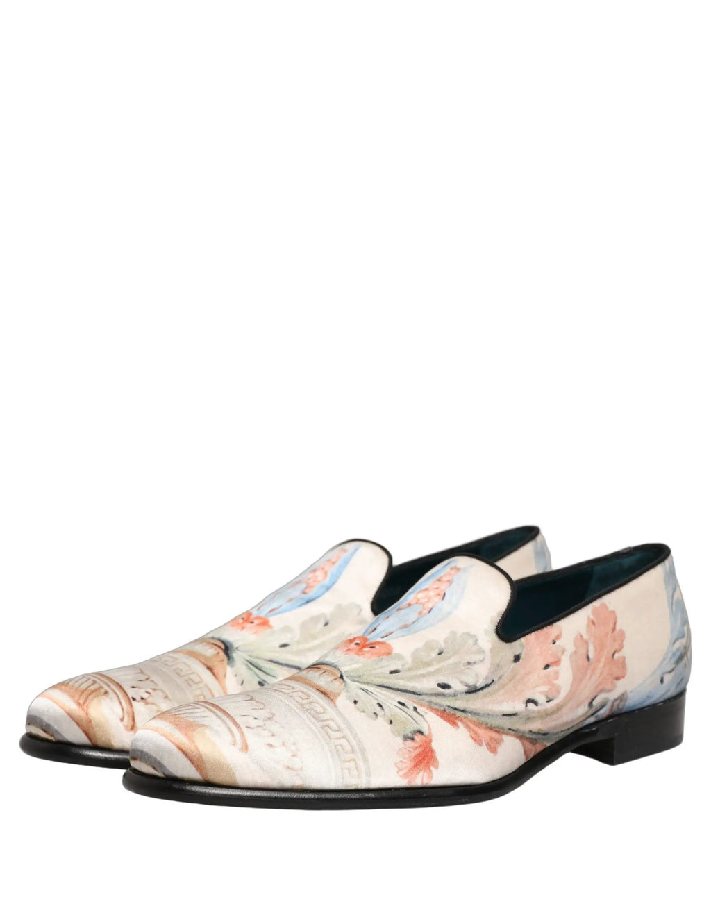 Chaussures Loafers Dolce & Gabbana Blanc Floral Vase Robe à Enfiler
