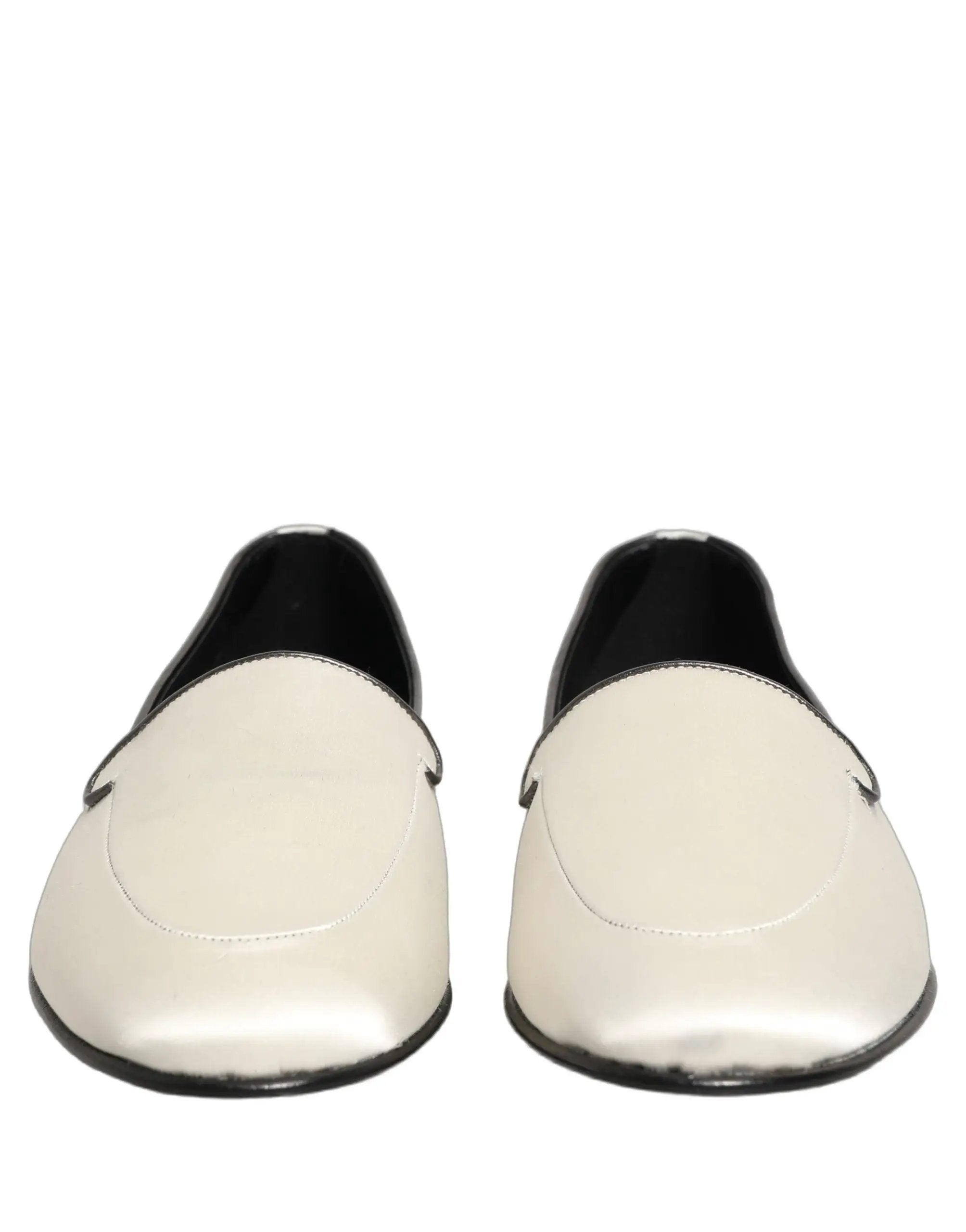 Chaussures plates à enfiler Dolce & Gabbana en satin blanc avec logo