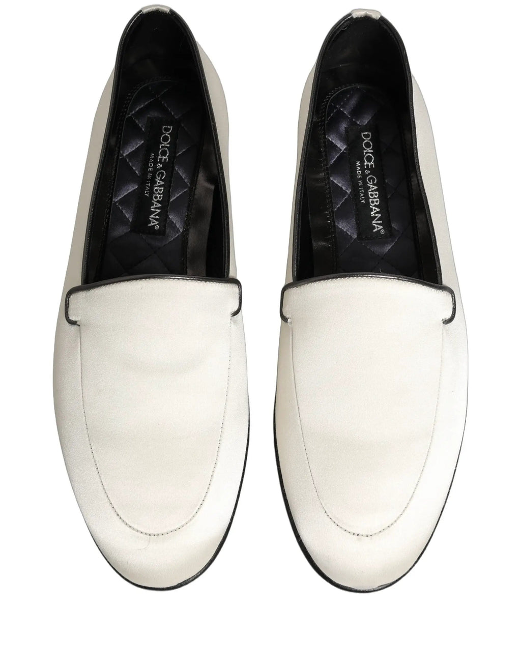Chaussures plates à enfiler Dolce & Gabbana en satin blanc avec logo