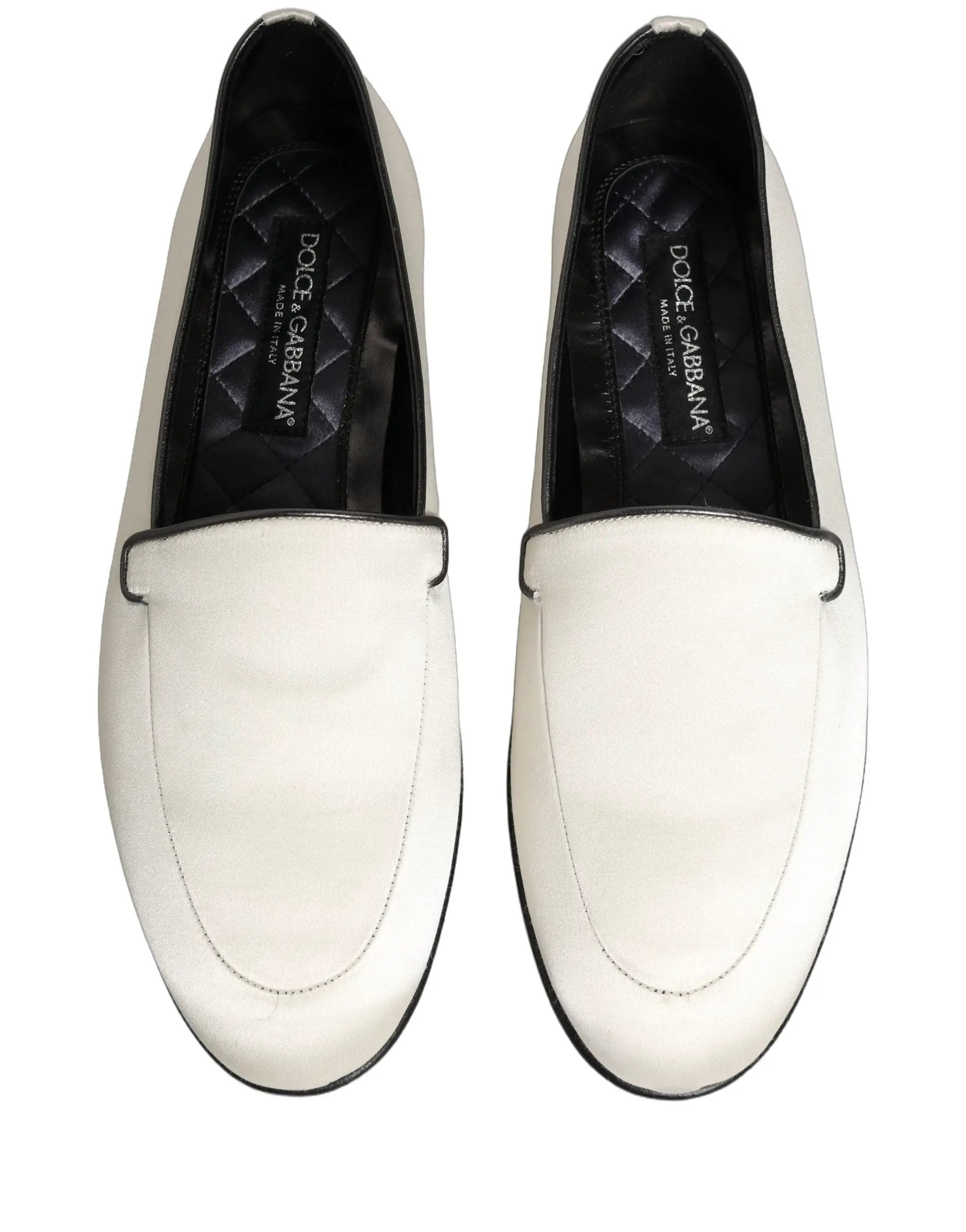 Chaussures plates à enfiler Dolce & Gabbana en satin blanc avec logo