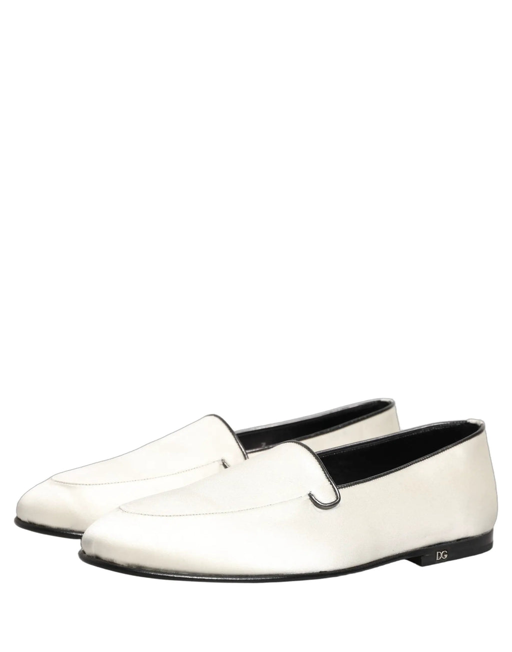 Chaussures plates à enfiler Dolce & Gabbana en satin blanc avec logo