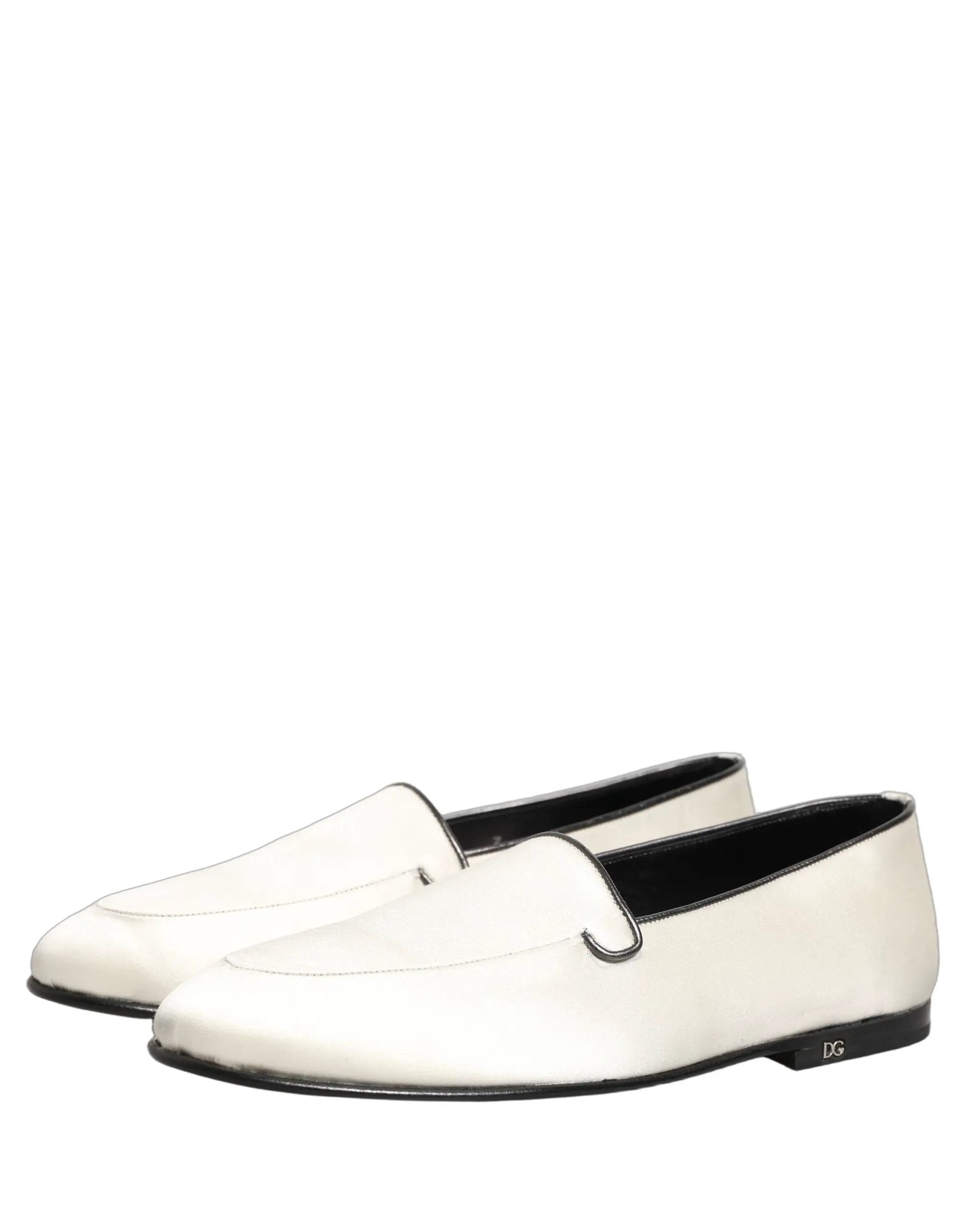Chaussures plates à enfiler Dolce & Gabbana en satin blanc avec logo