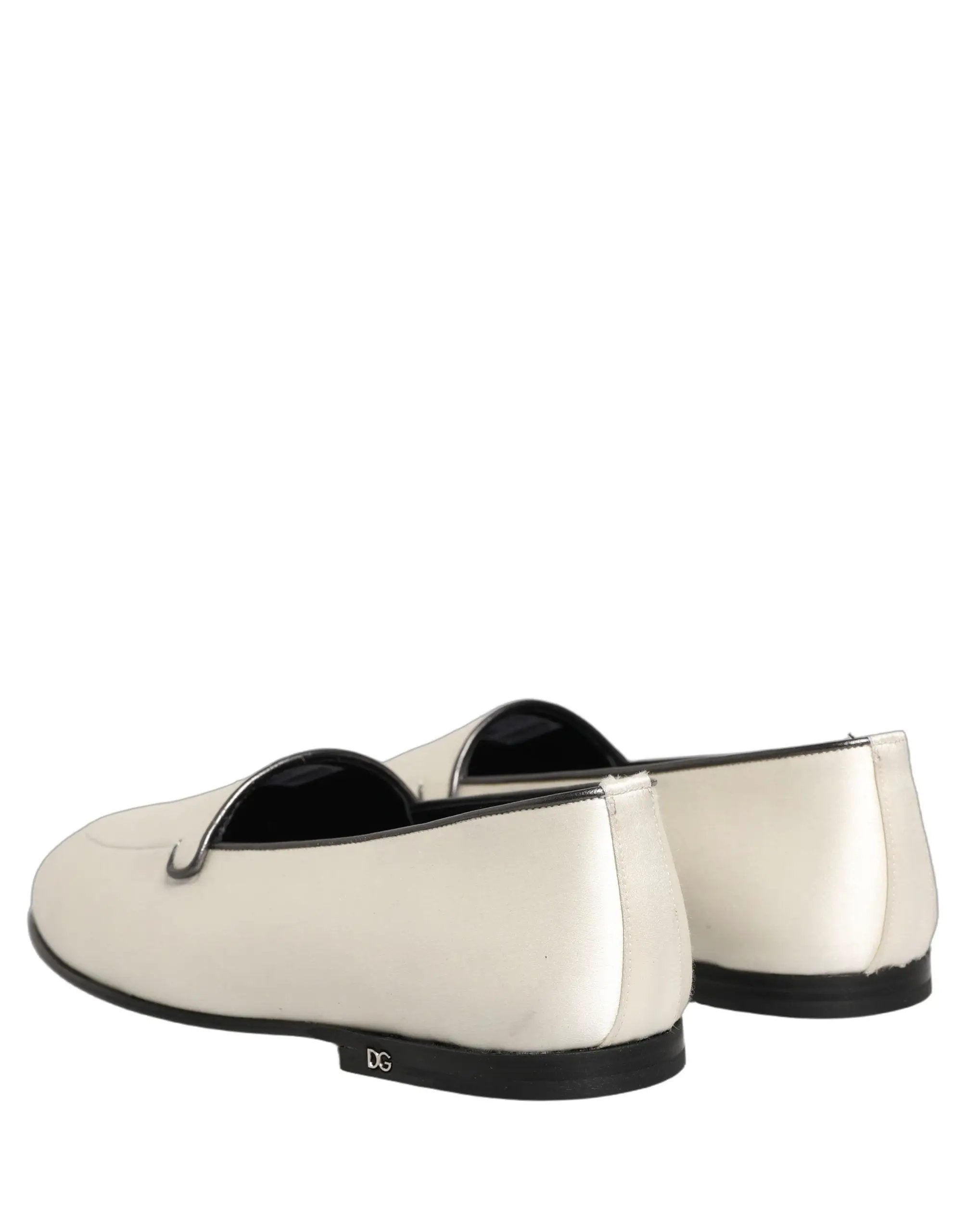 Chaussures plates à enfiler Dolce & Gabbana en satin blanc avec logo
