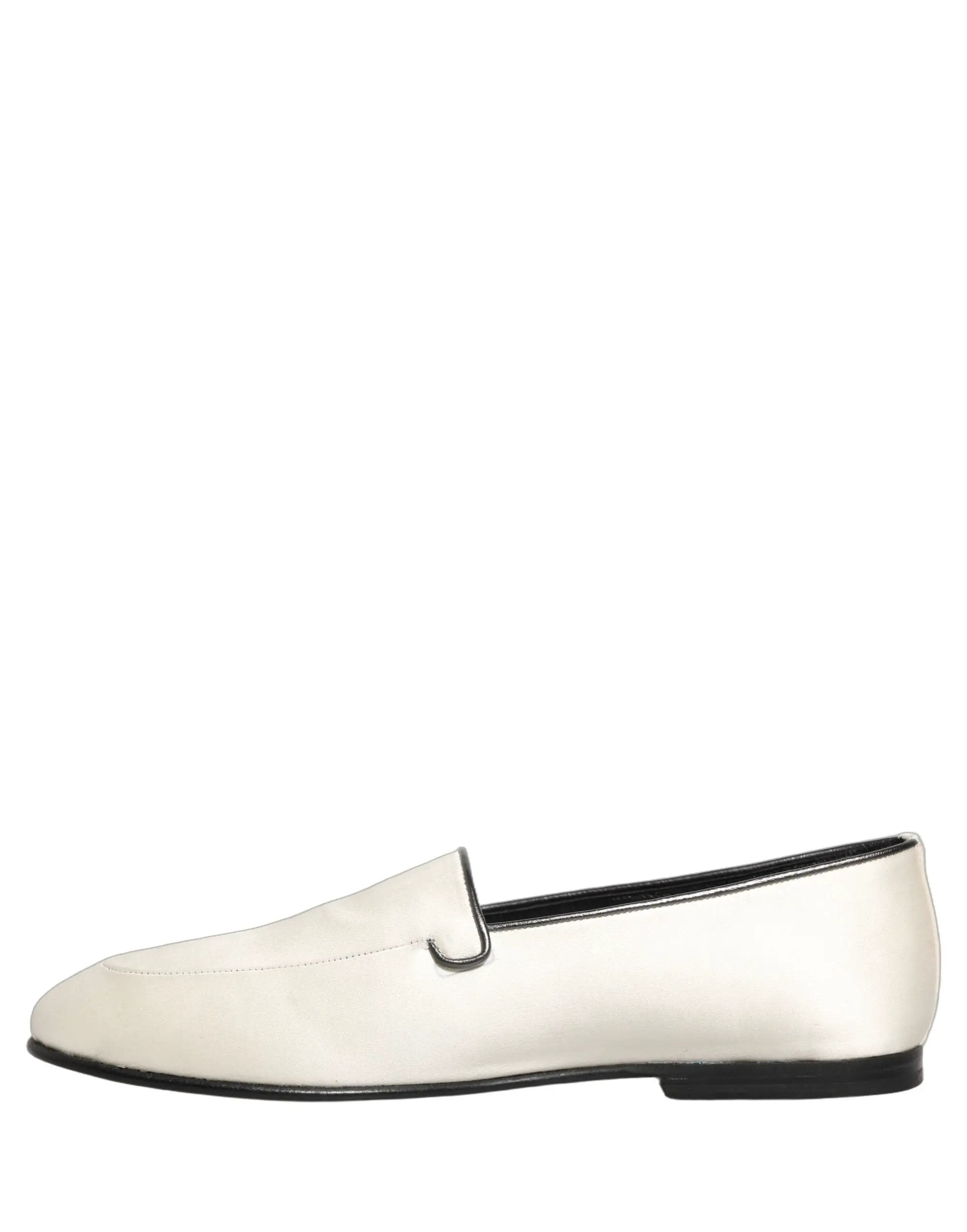 Chaussures plates à enfiler Dolce & Gabbana en satin blanc avec logo