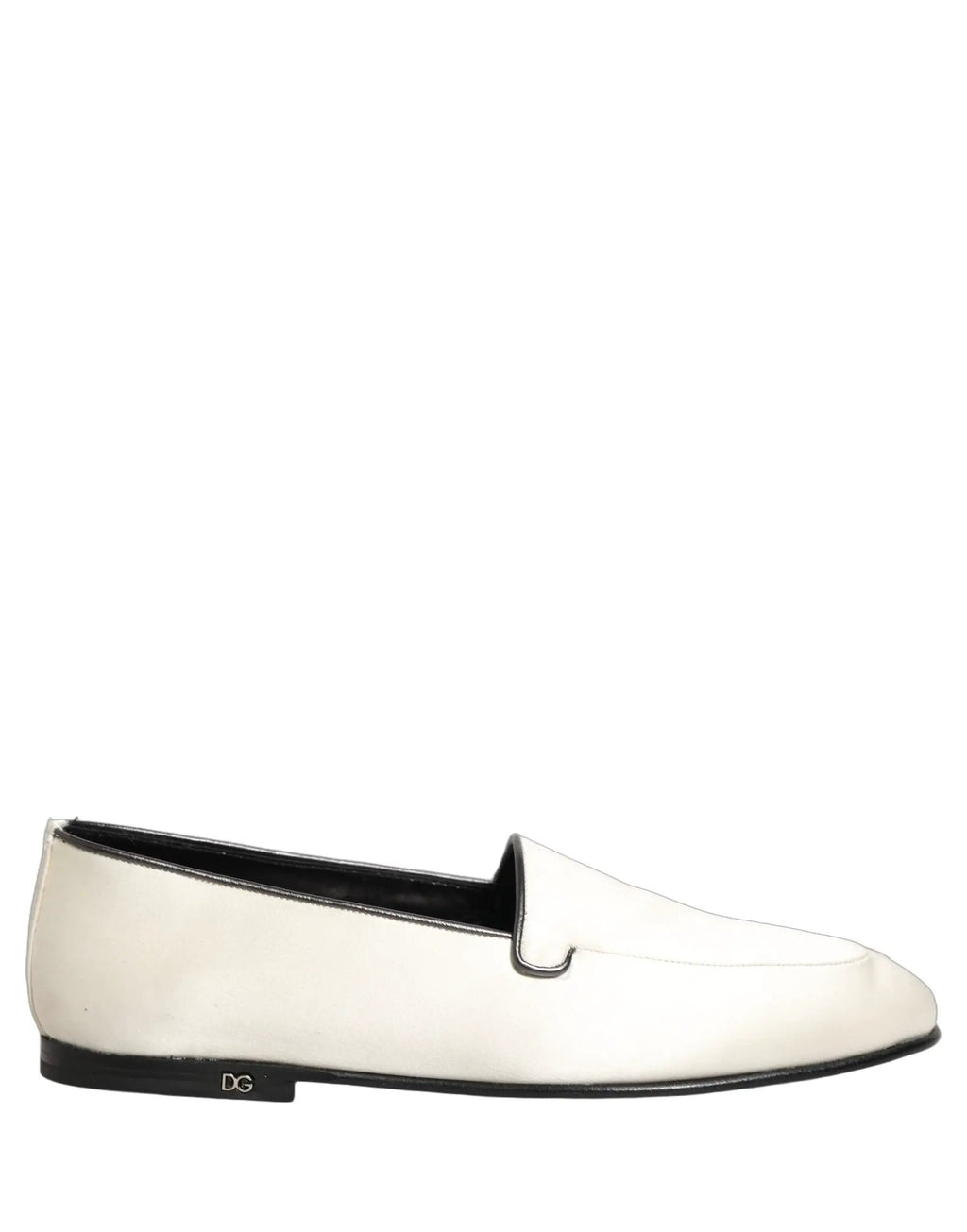 Chaussures plates à enfiler Dolce & Gabbana en satin blanc avec logo