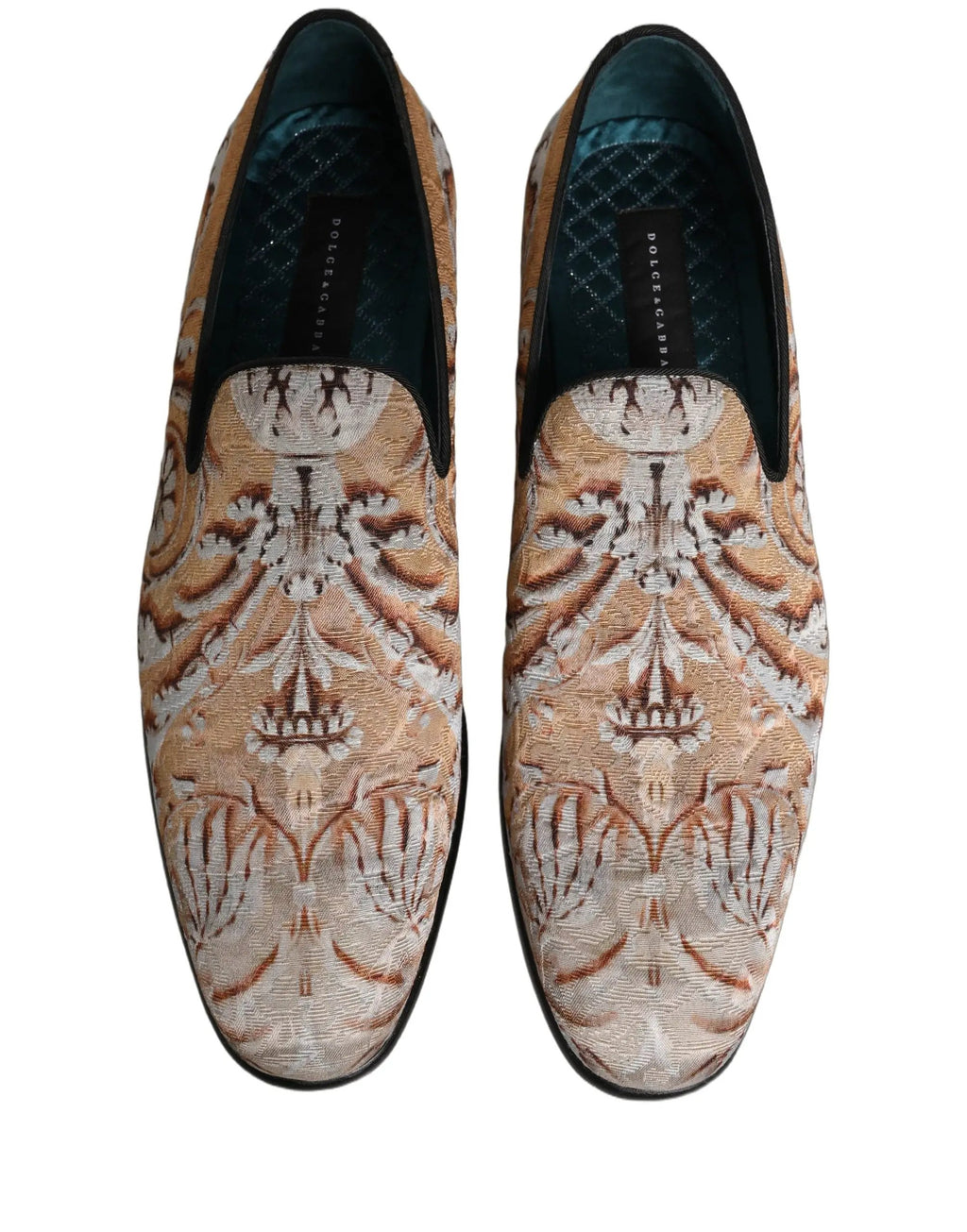 Chaussures Mocassins Homme Dolce & Gabbana Brocart Doré Baroque