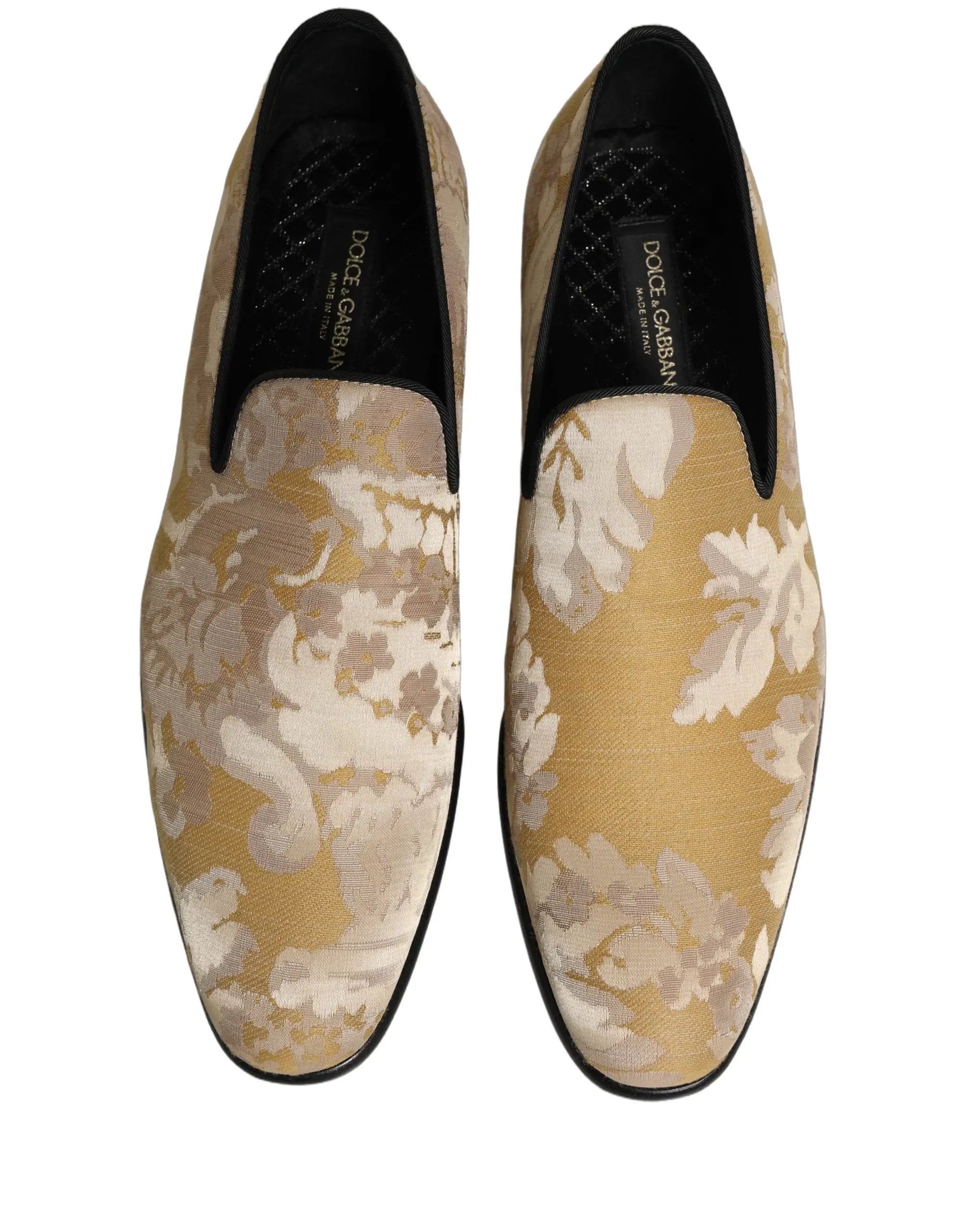 Chaussures mocassins pour homme Dolce & Gabbana en jacquard à imprimé floral doré