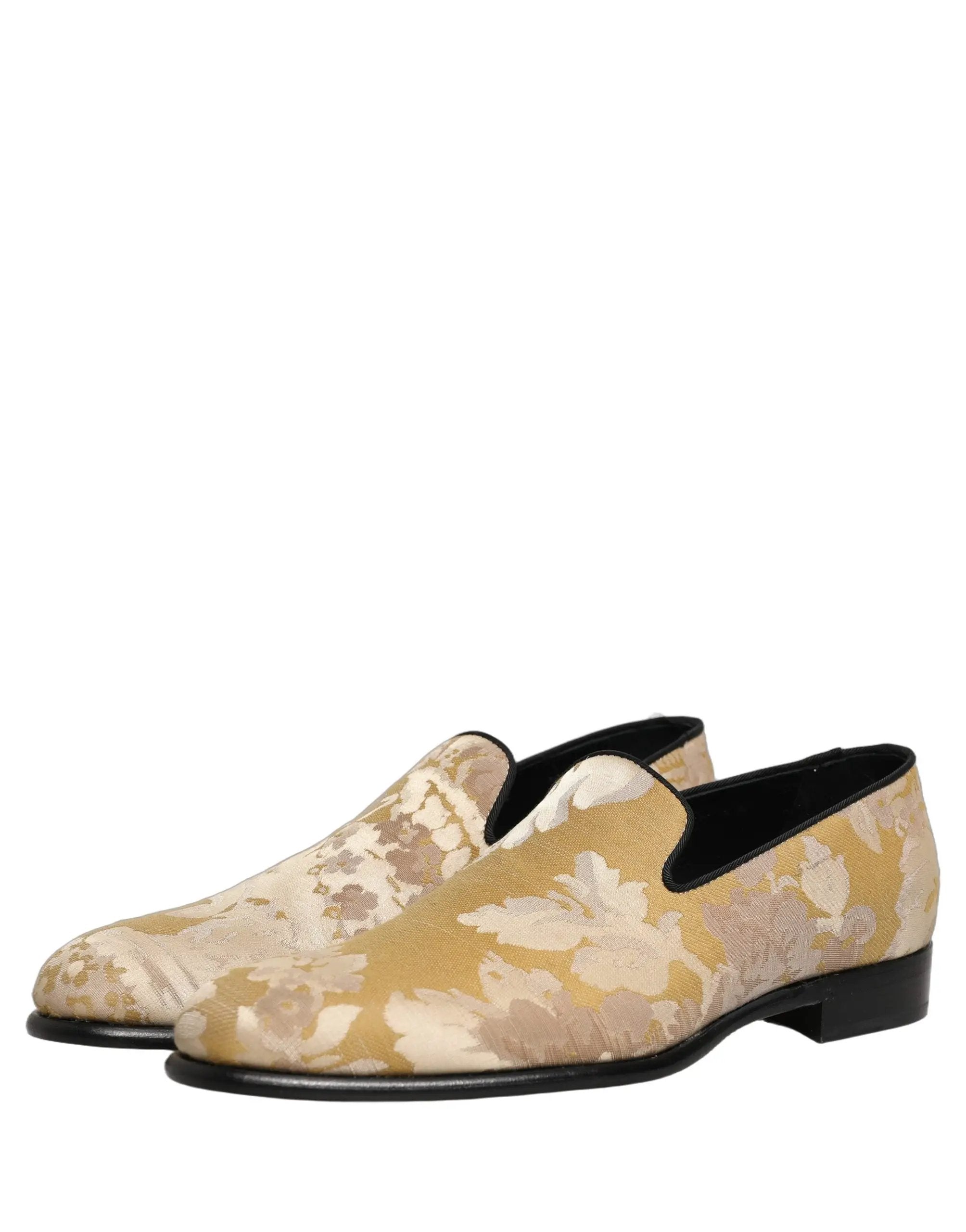 Chaussures mocassins pour homme Dolce & Gabbana en jacquard à imprimé floral doré