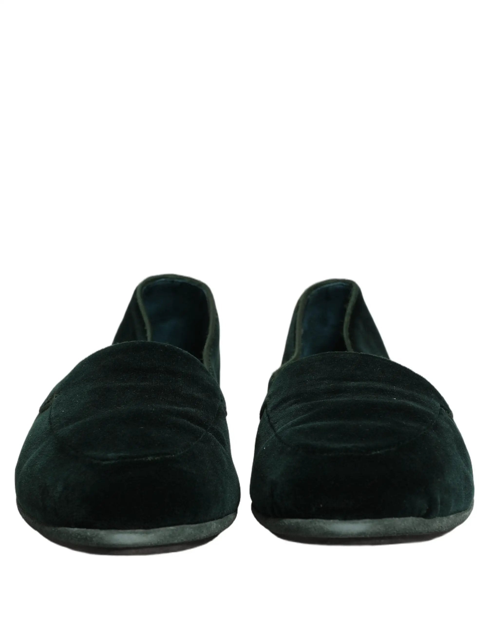 Chaussures mocassins plates à enfiler en velours vert Dolce & Gabbana pour hommes