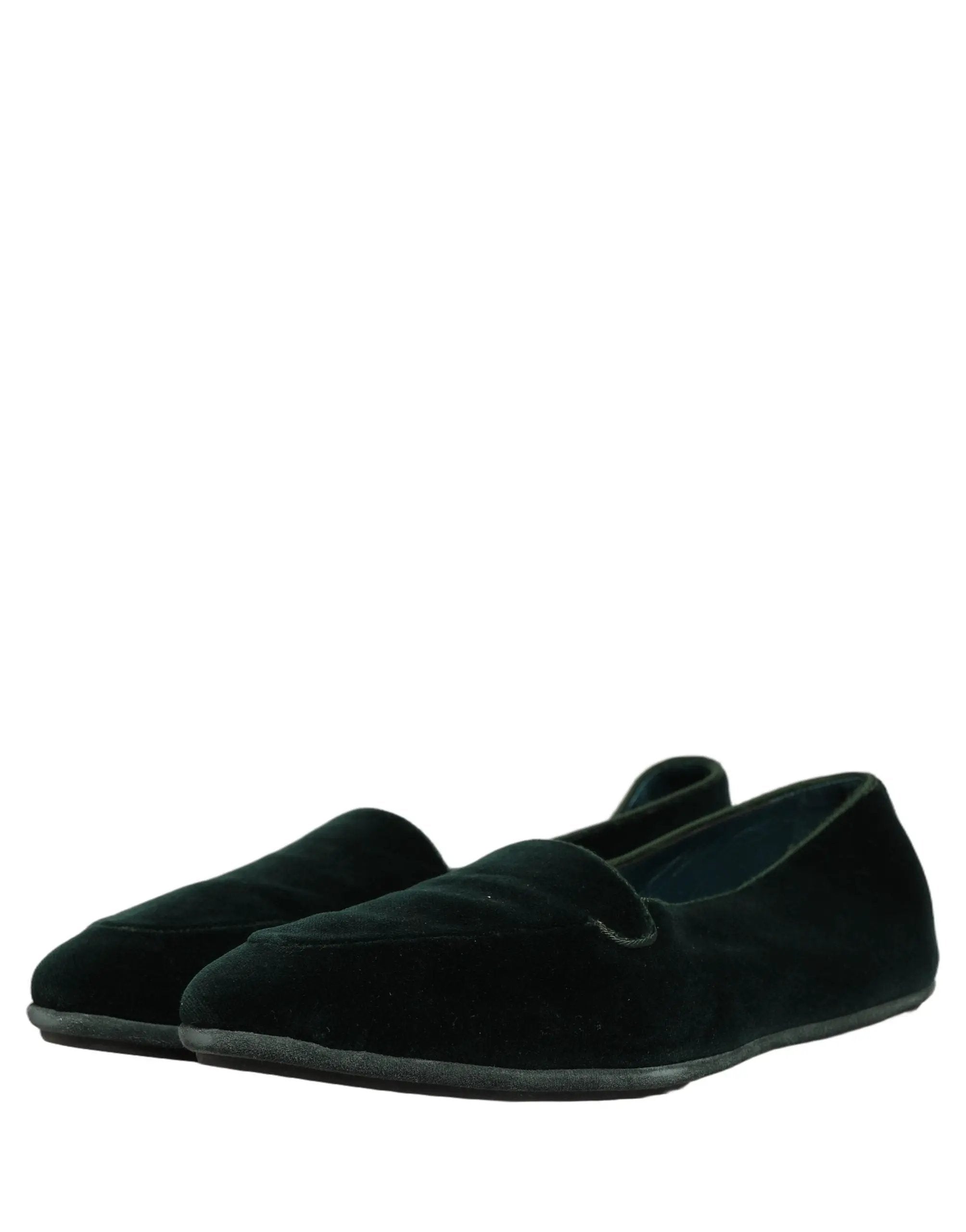 Chaussures mocassins plates à enfiler en velours vert Dolce & Gabbana pour hommes
