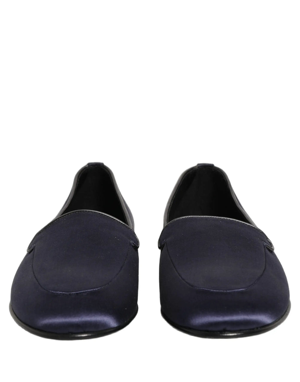 Dolce & Gabbana Blue Satin Logo Slip On Flats Loafers Shoes