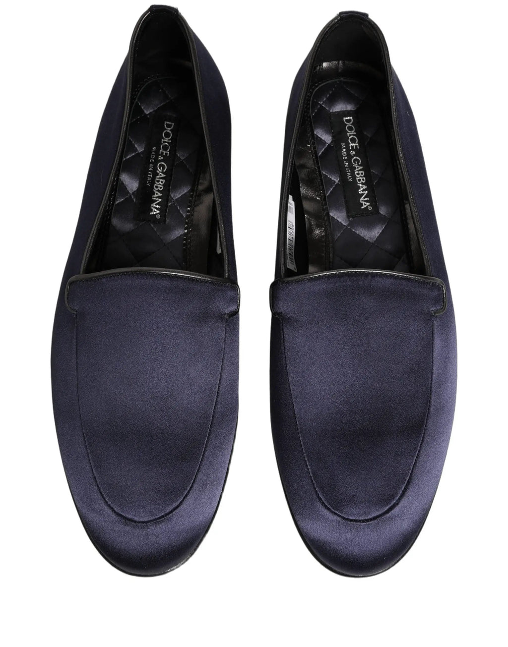 Dolce & Gabbana Blue Satin Logo Slip On Flats Loafers Shoes