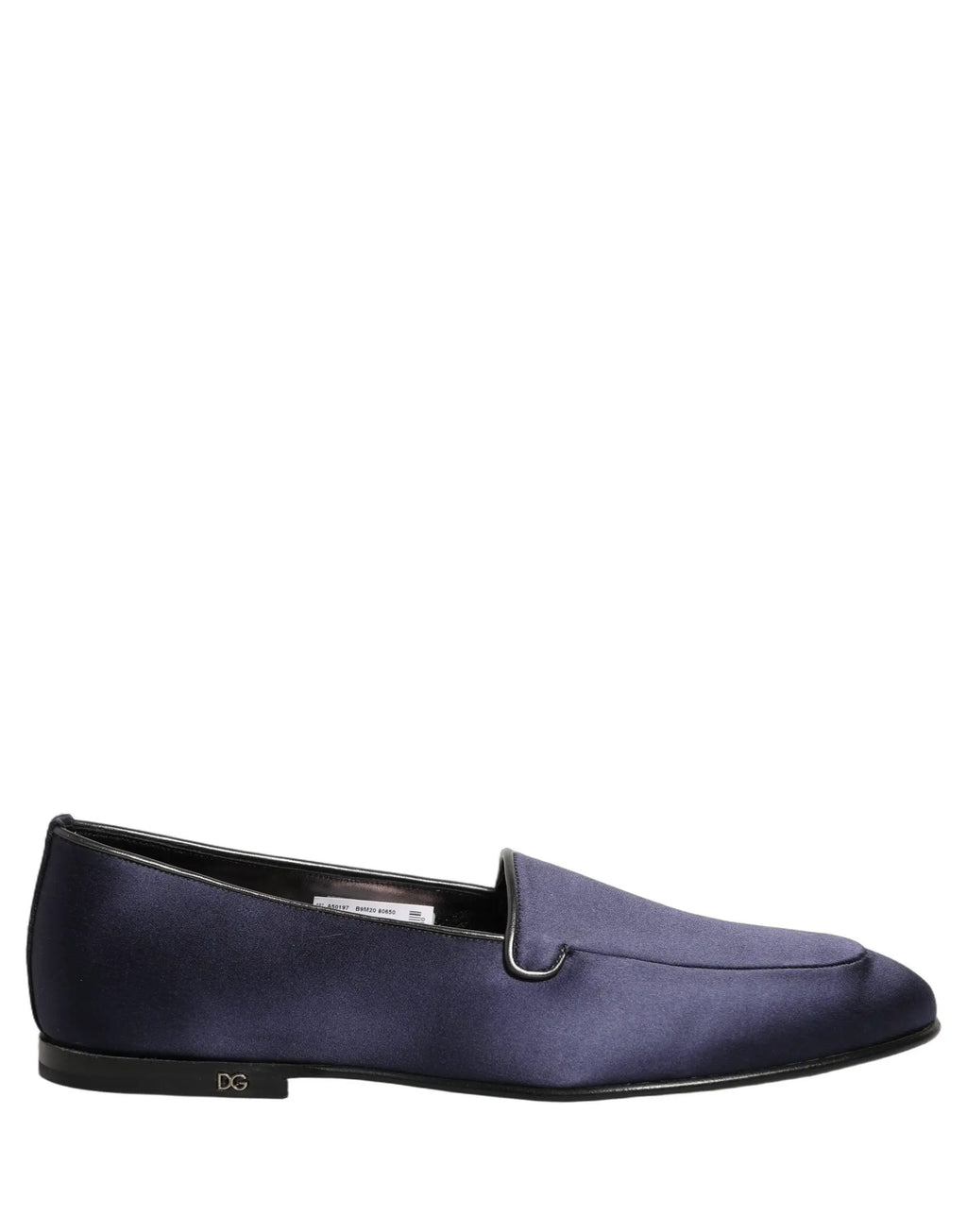 Dolce & Gabbana Blue Satin Logo Slip On Flats Loafers Shoes