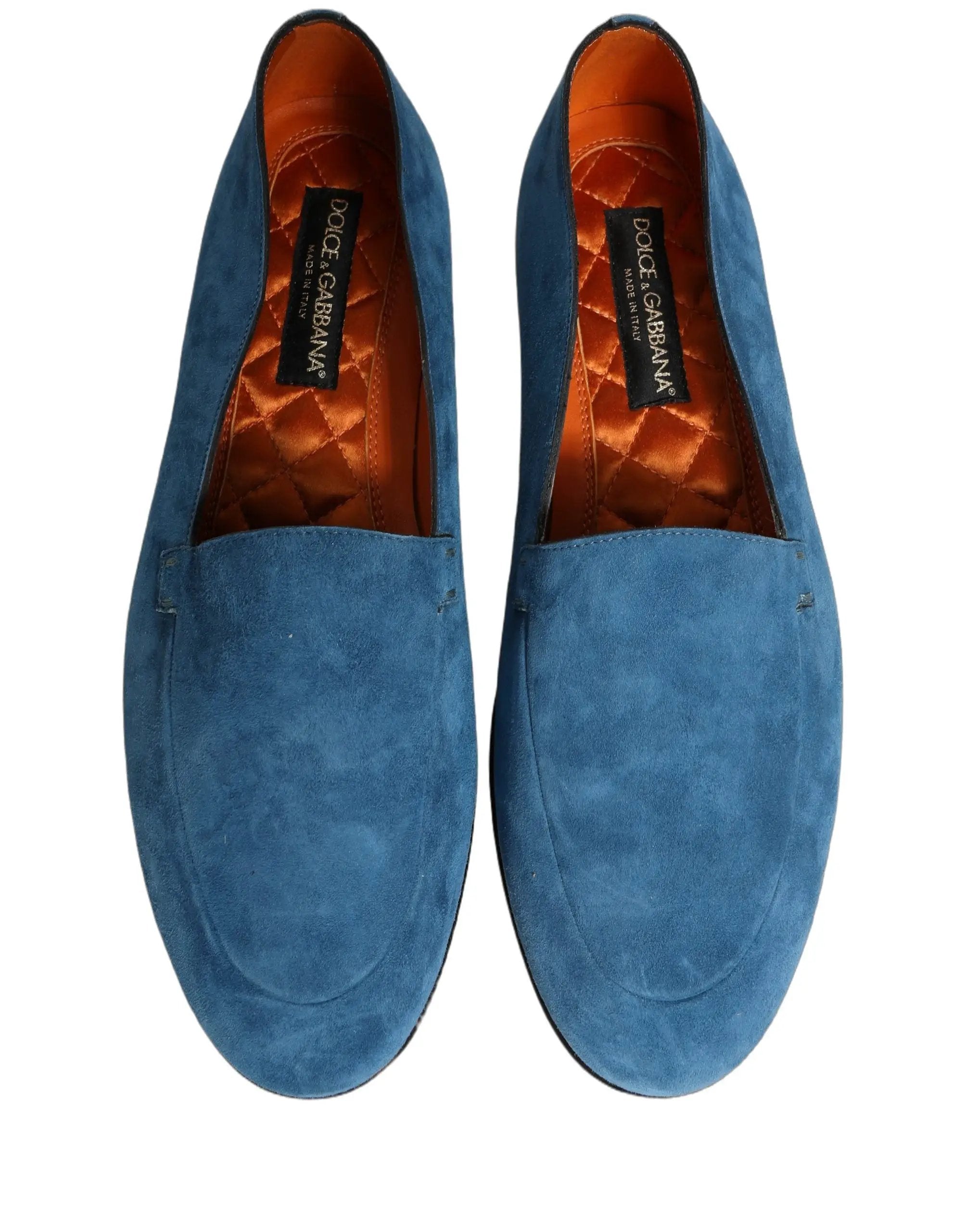 Chaussures mocassins plates à enfiler en velours bleu pour homme Dolce & Gabbana