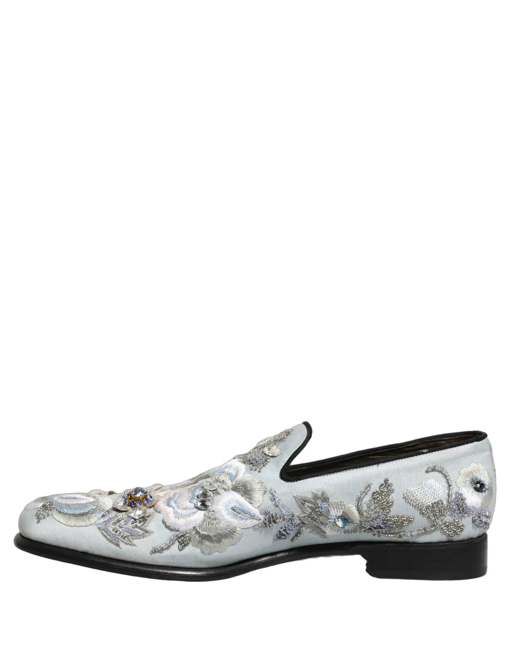 Dolce & Gabbana White Floral Embellished Men Loafers  Shoes