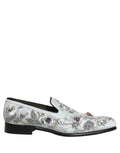 Dolce & Gabbana White Floral Embellished Men Loafers  Shoes