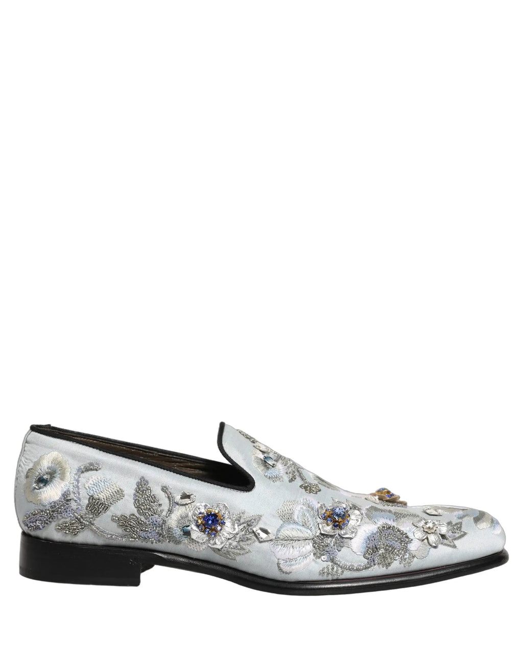 Dolce & Gabbana White Floral Embellished Men Loafers  Shoes