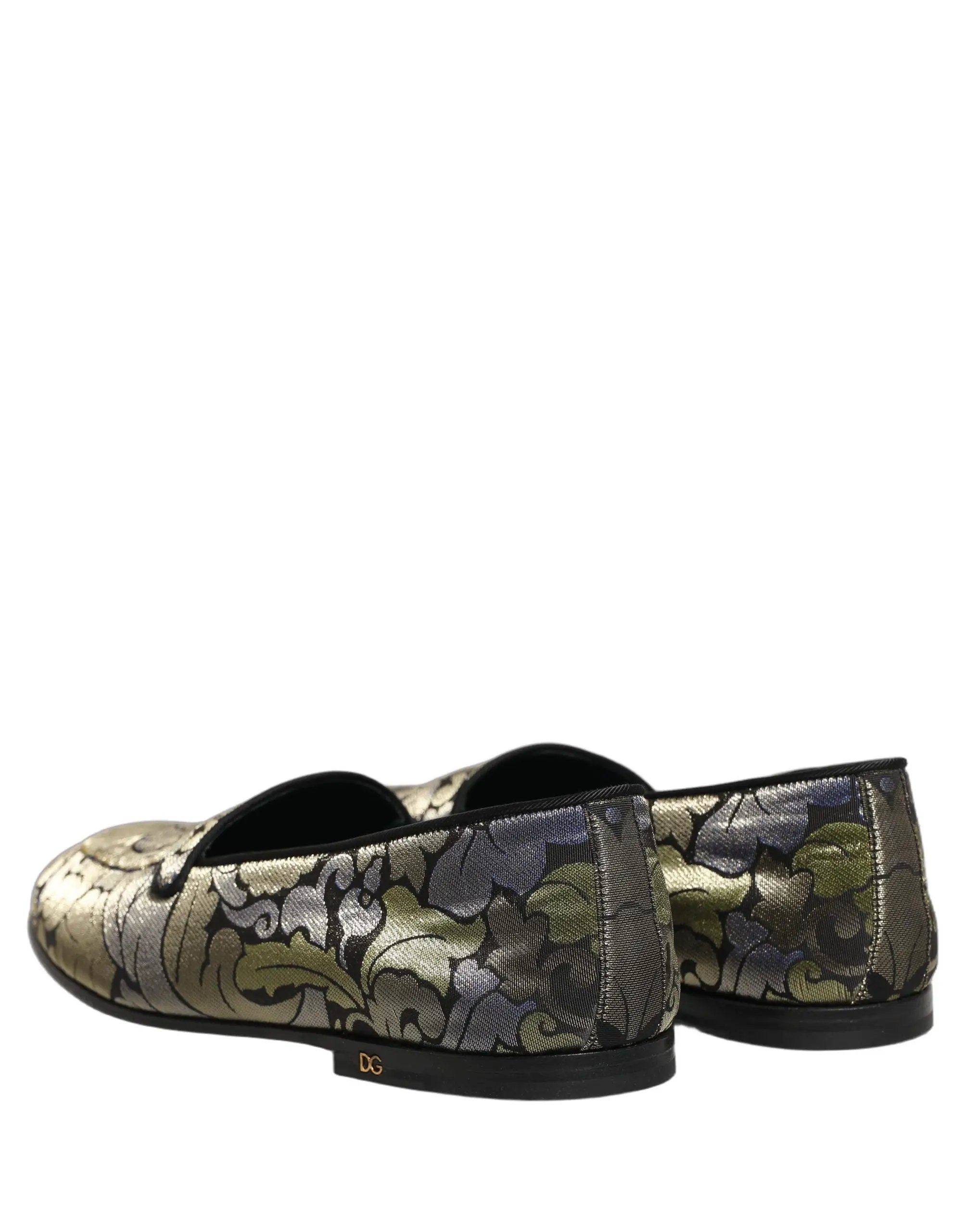 Dolce & Gabbana Multicolor Floral Jacquard Men Loafers Shoes