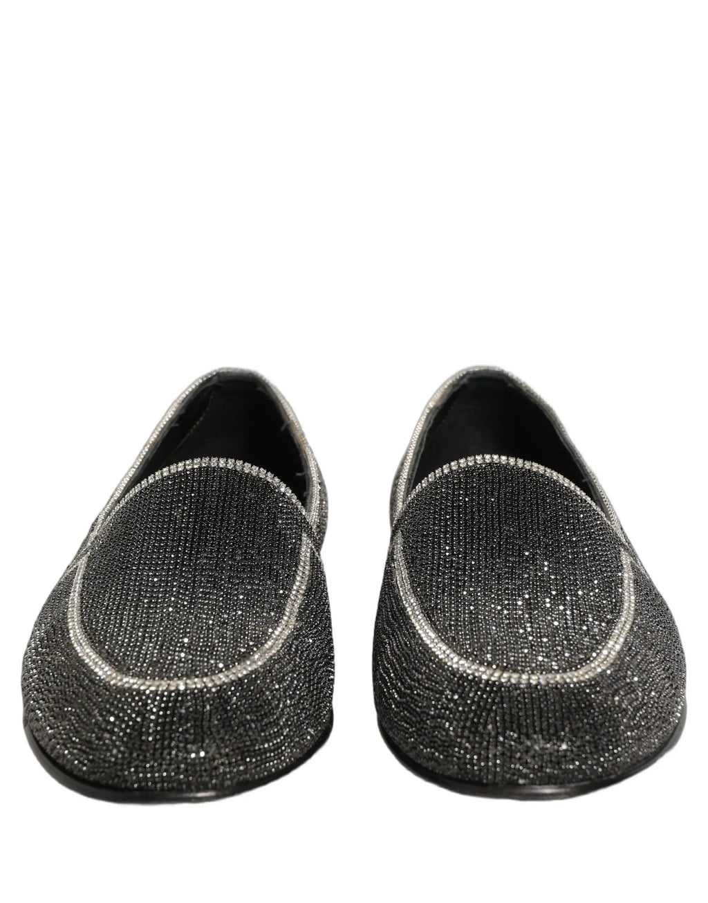 Dolce & Gabbana Black Crystal Embellished Men Loafers Shoes