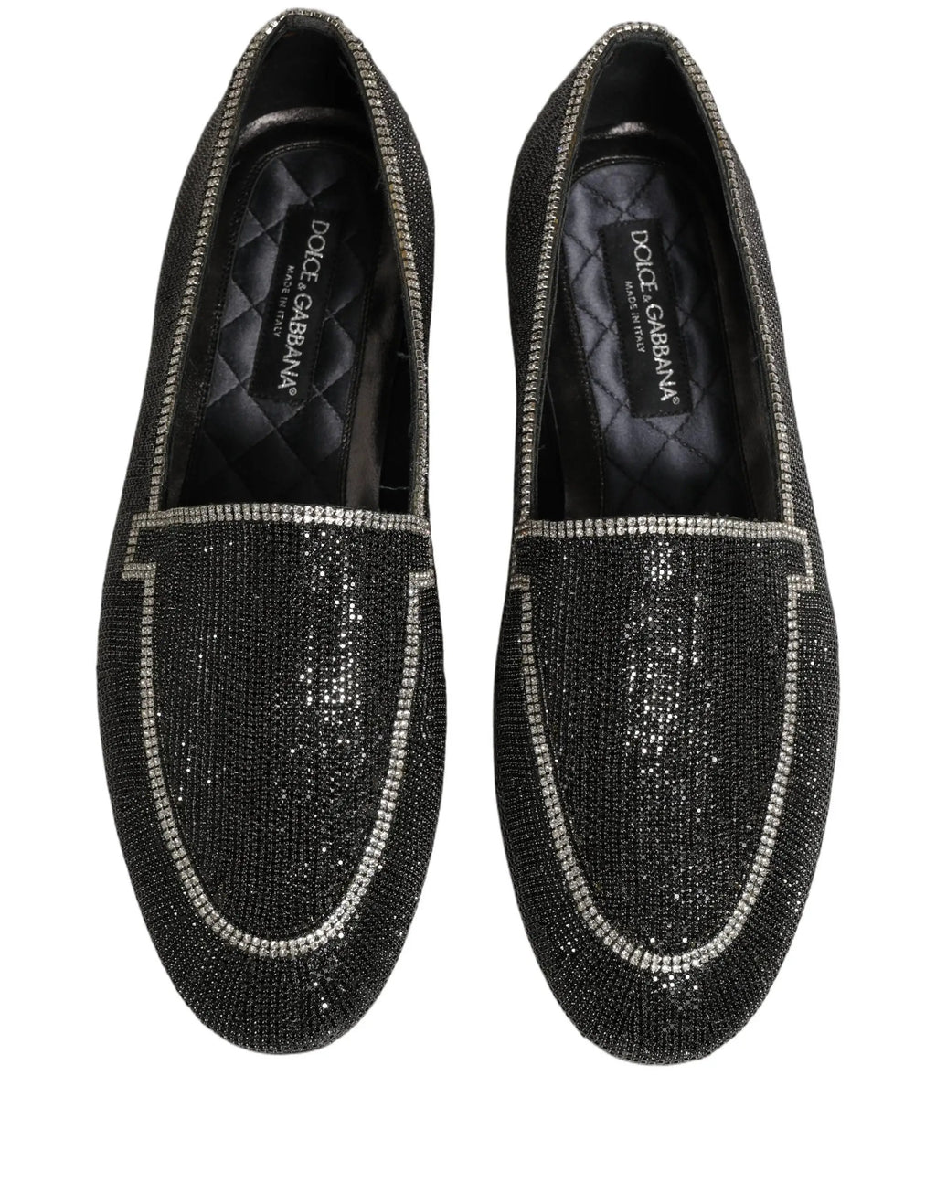 Dolce & Gabbana Black Crystal Embellished Men Loafers Shoes