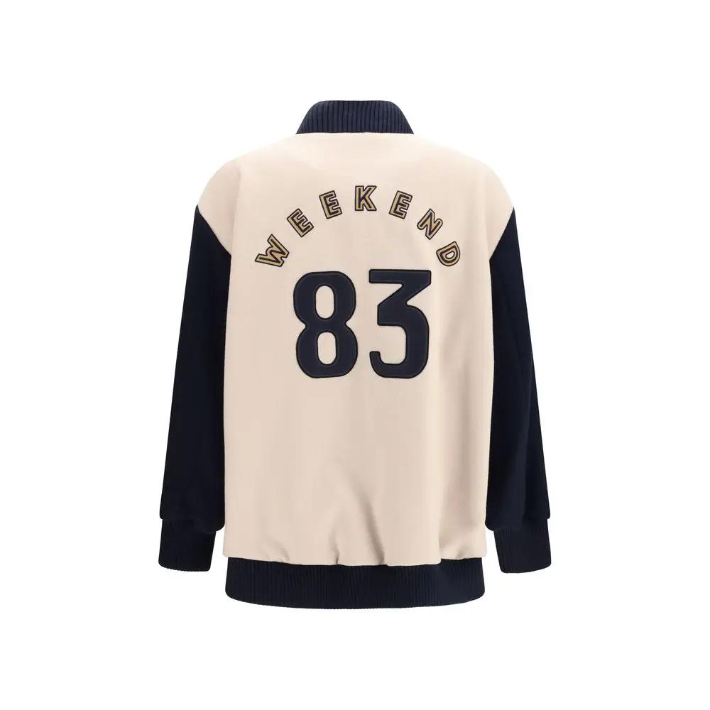 Blouson bomber Max Mara en laine bleue modèle Oves Aries